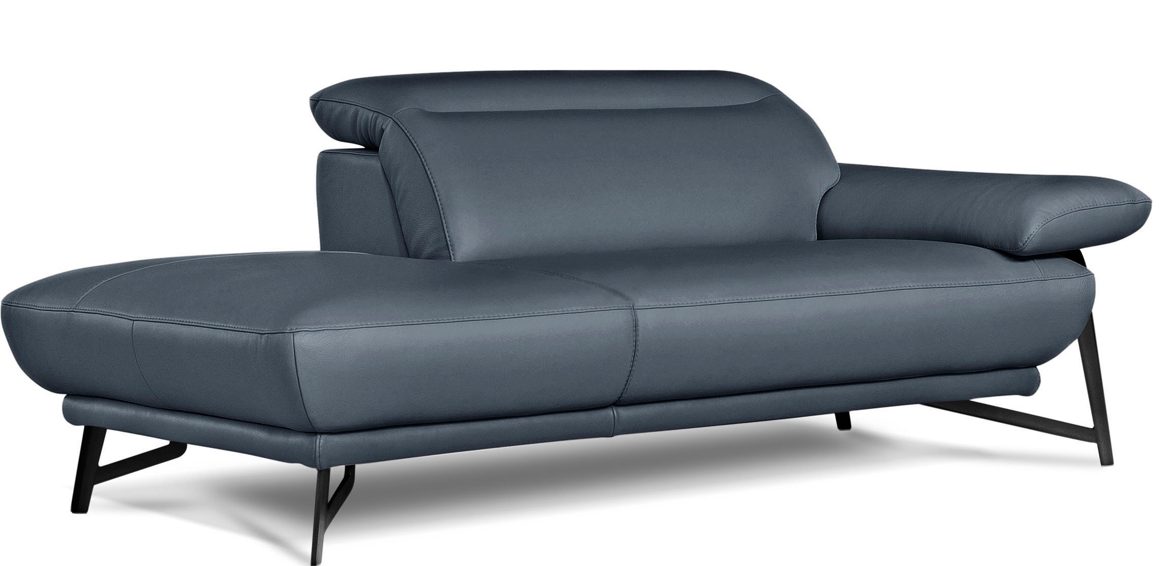 Egoitaliano Ottomane »Anais, erstklassiges Designsofa, Breite 179 cm, Fußfarbe schattengrau«, Kopfteil verstellbar, Leder BULL, smoke