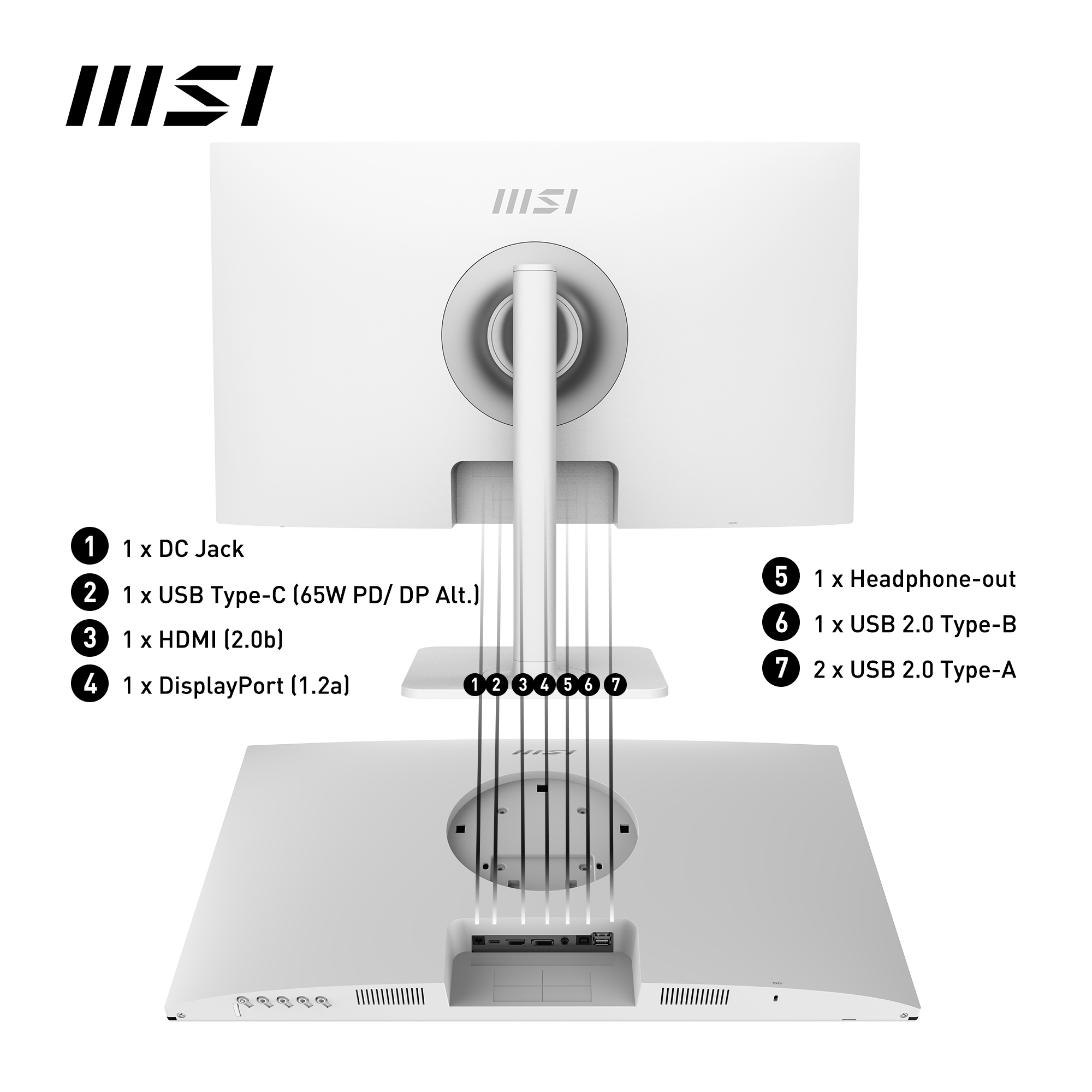 MSI LED-Monitor »Modern MD272QXPW«, 69 cm/27 Zoll, 2560 x 1440 px, WQHD, 1 ms Reaktionszeit, 100 Hz, höhenverstellbar, 3 Jahre Herstellergarantie, USB-C