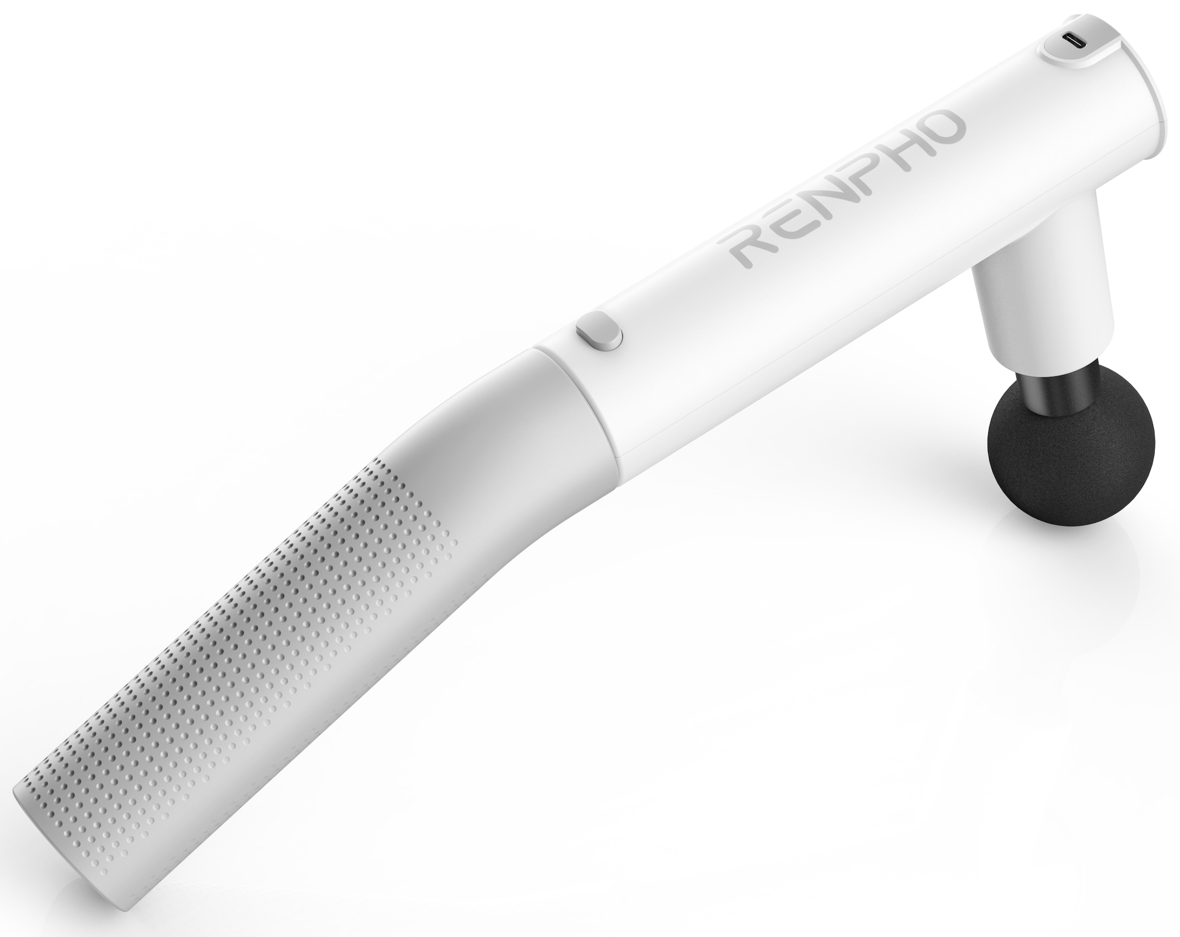 RENPHO Massagepistole "Renpho Extend Massage Gun C004", weiß, Kunststoff, B:9,5cm H:4,6cm T:35,8cm, Massagegeräte, Inkl.Verlängerungsgriff für schwer