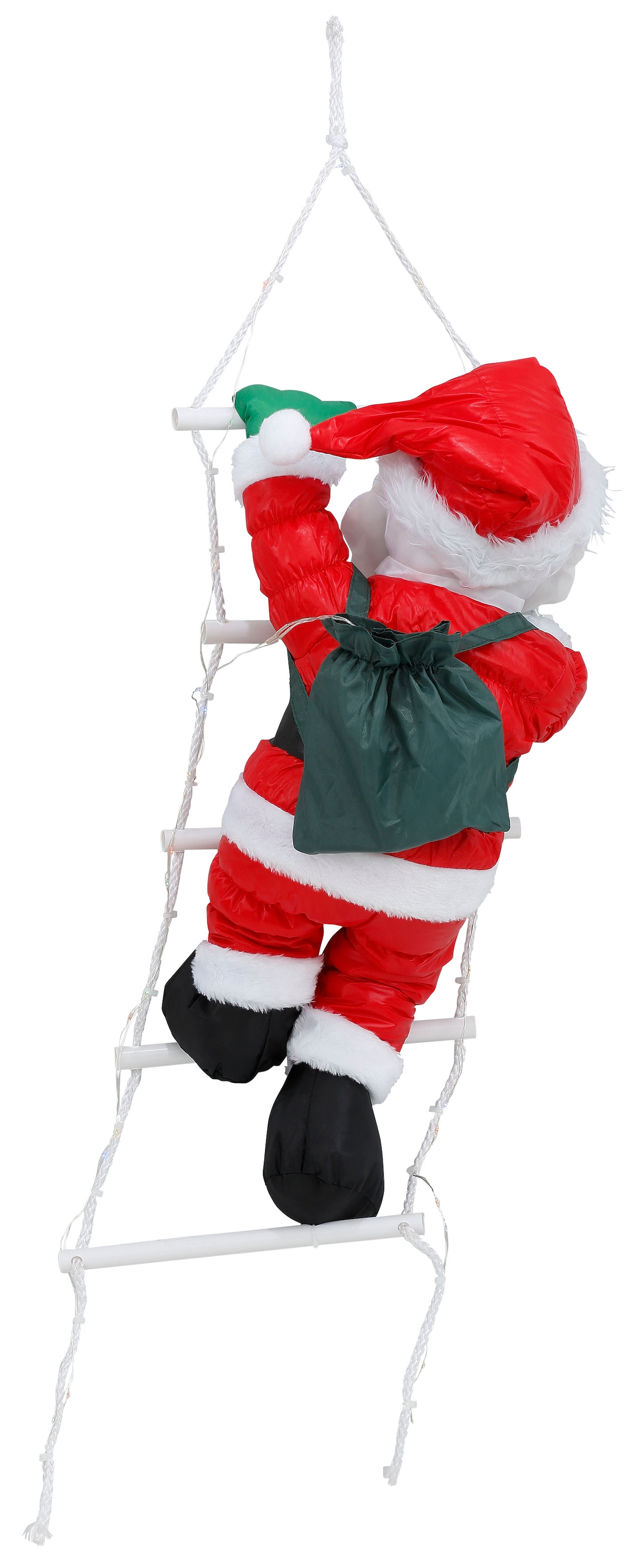 BONETTI LED Dekofigur »Weihnachtsmann kletternd mit Leiter«, mit 30 bunten LEDs, Weihnachtsdeko aussen