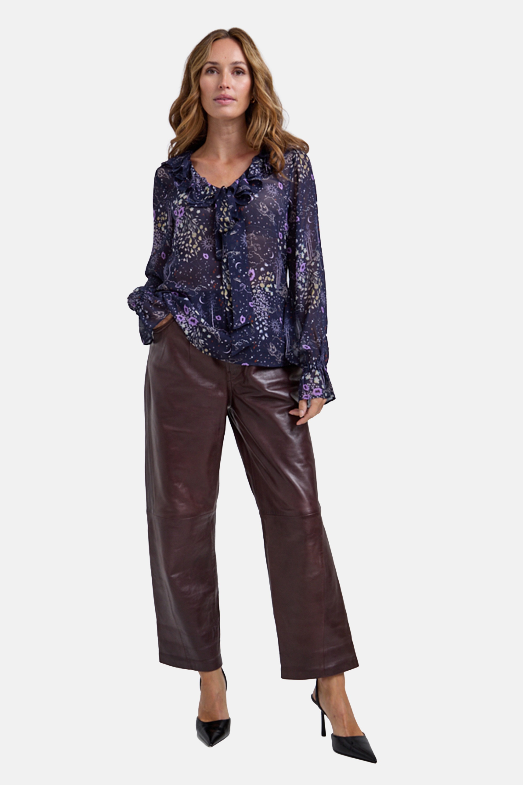 Lily and Lionel Hemdbluse »Joni Ruffle Neck Zodiac Print Blouse Damen«