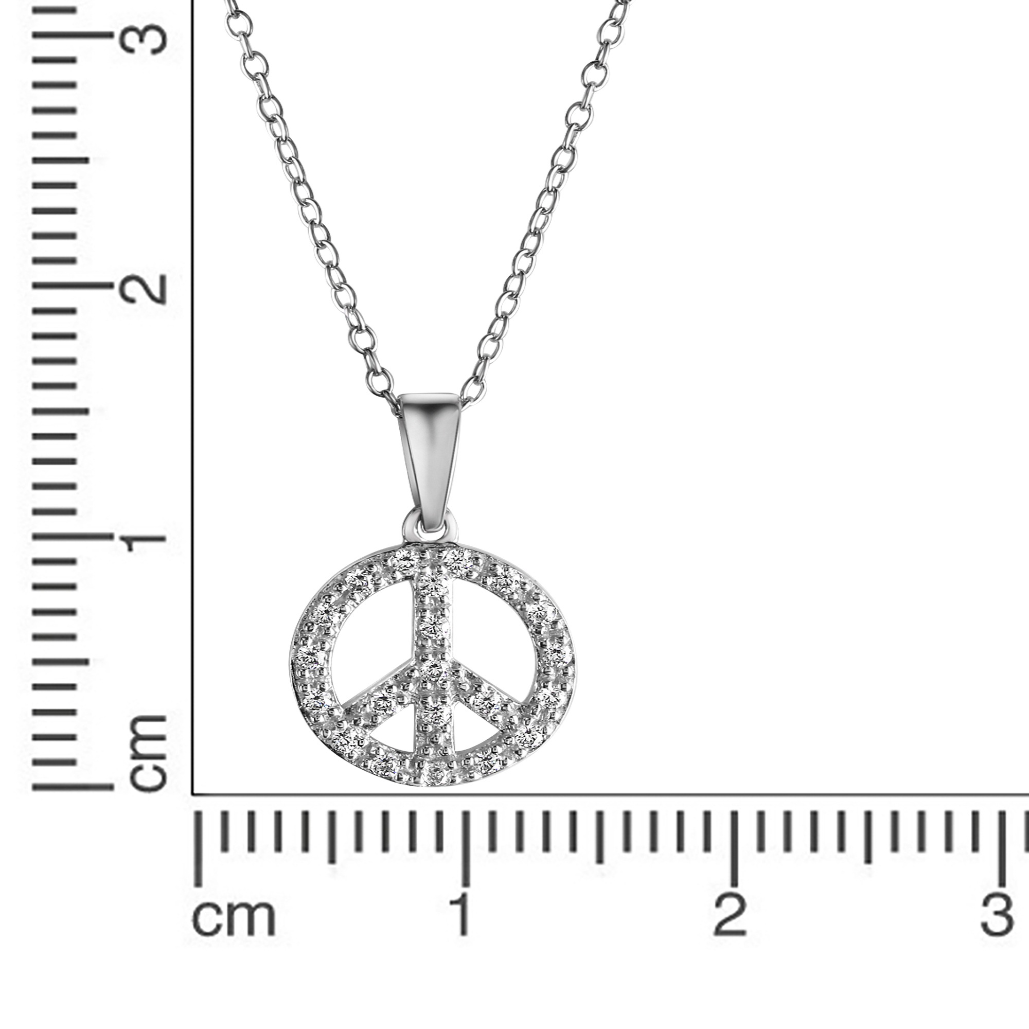 CELESTA Kette mit Anhänger »Boho Peace mit Kette 42+3cm 925 Silber Zirkonia weiss«