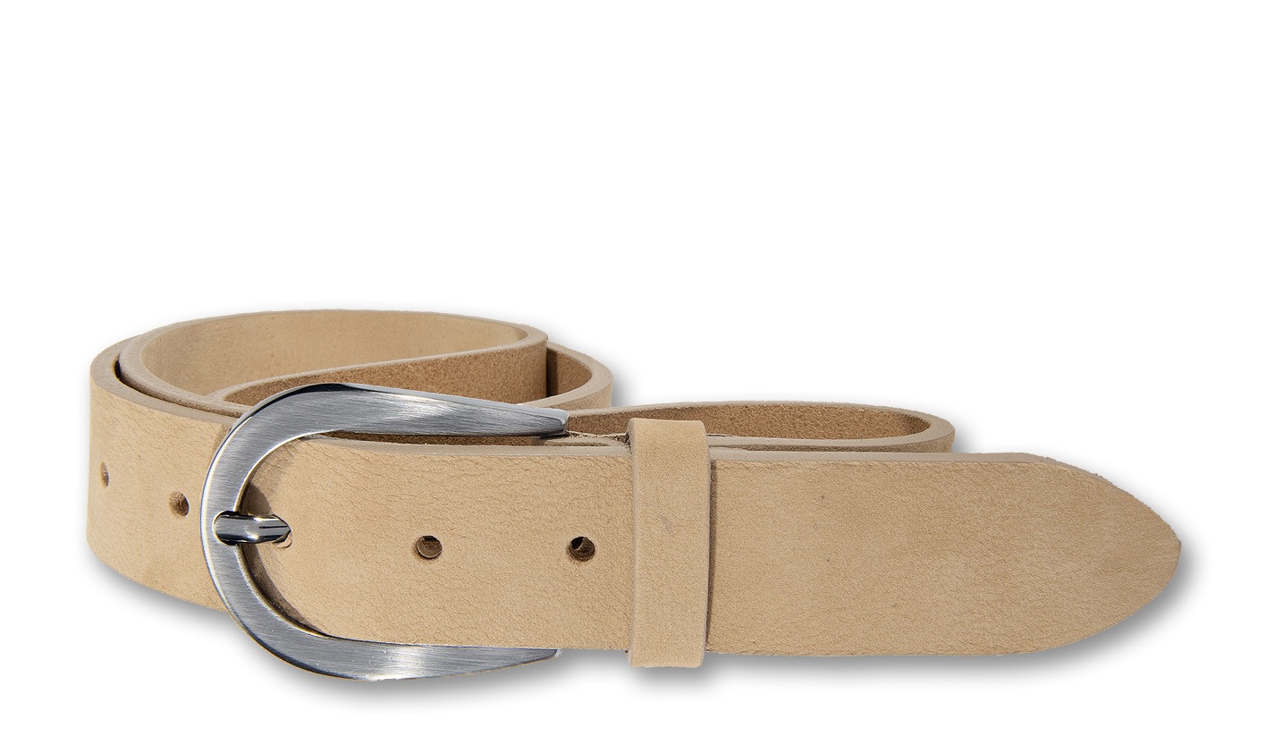 Ledergürtel SILBERGIFT "Ledergürtel mit dunkler Schließe in Hufeisenform", Damen, Gr. 90, beige, Rindsleder, Gürtel Ledergürtel