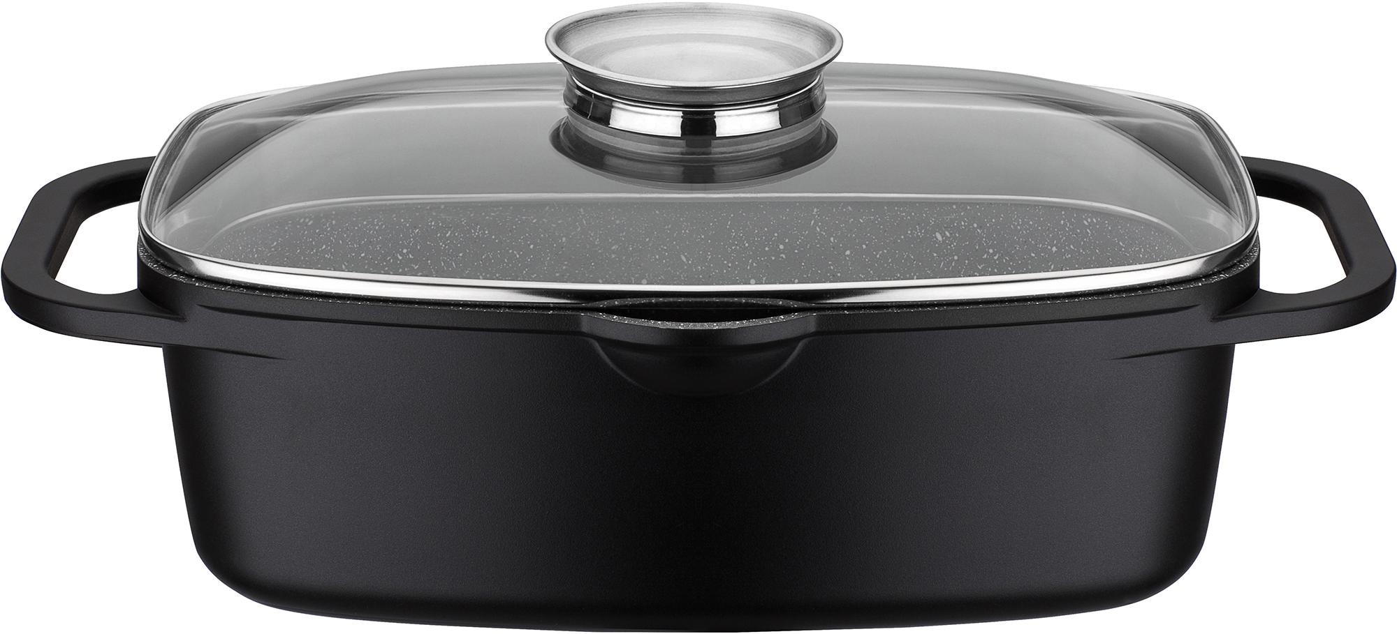 GSW Bräter »Gourmet Granit, Induktion, 6 Liter«, Aluminiumguss, (1 tlg.), Länge inkl. Seitengriffe ca. 40 cm, Länge Innenmaß ca. 32 cm