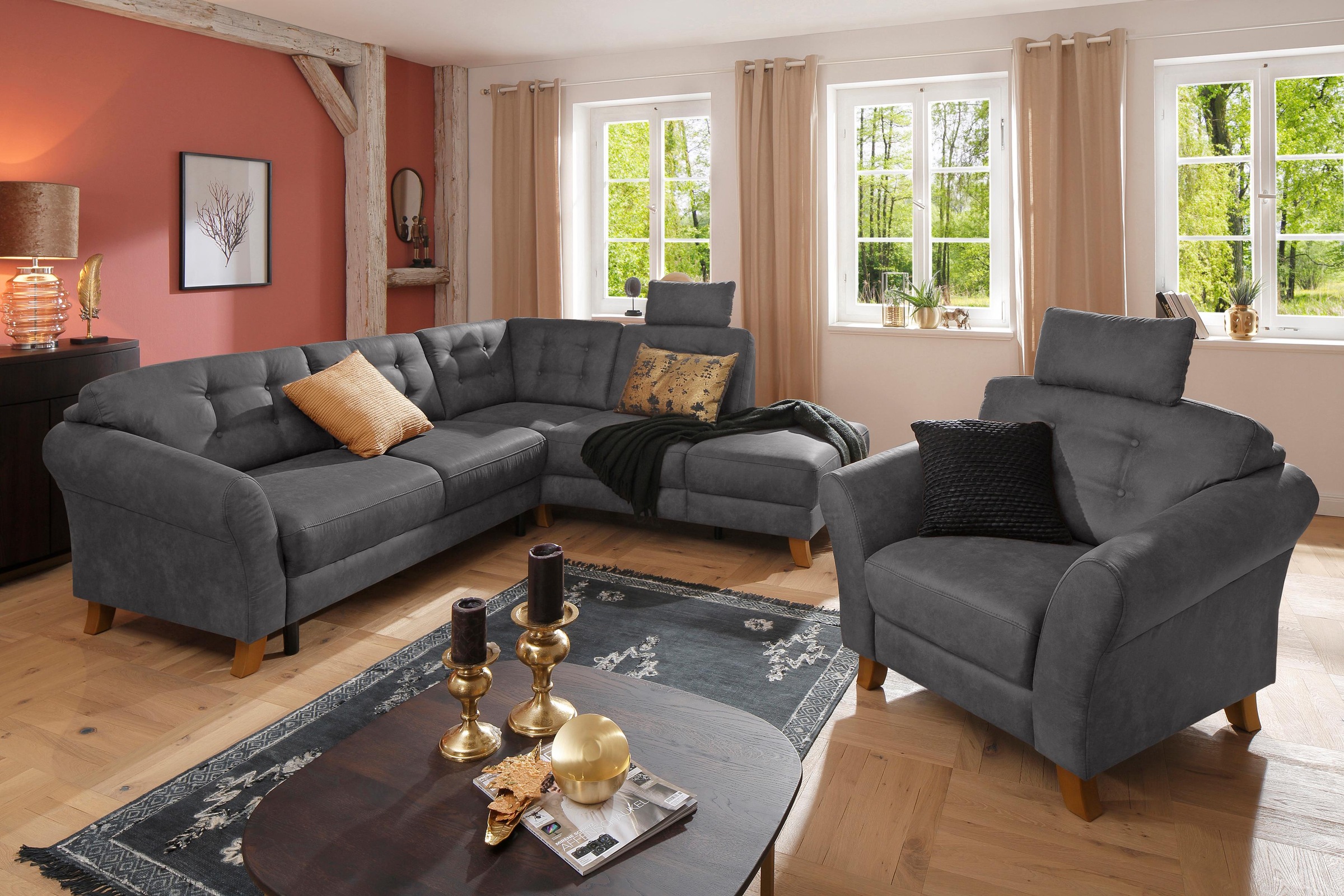 Home affaire Ecksofa »Trondheim L-Form«, mit Federkern