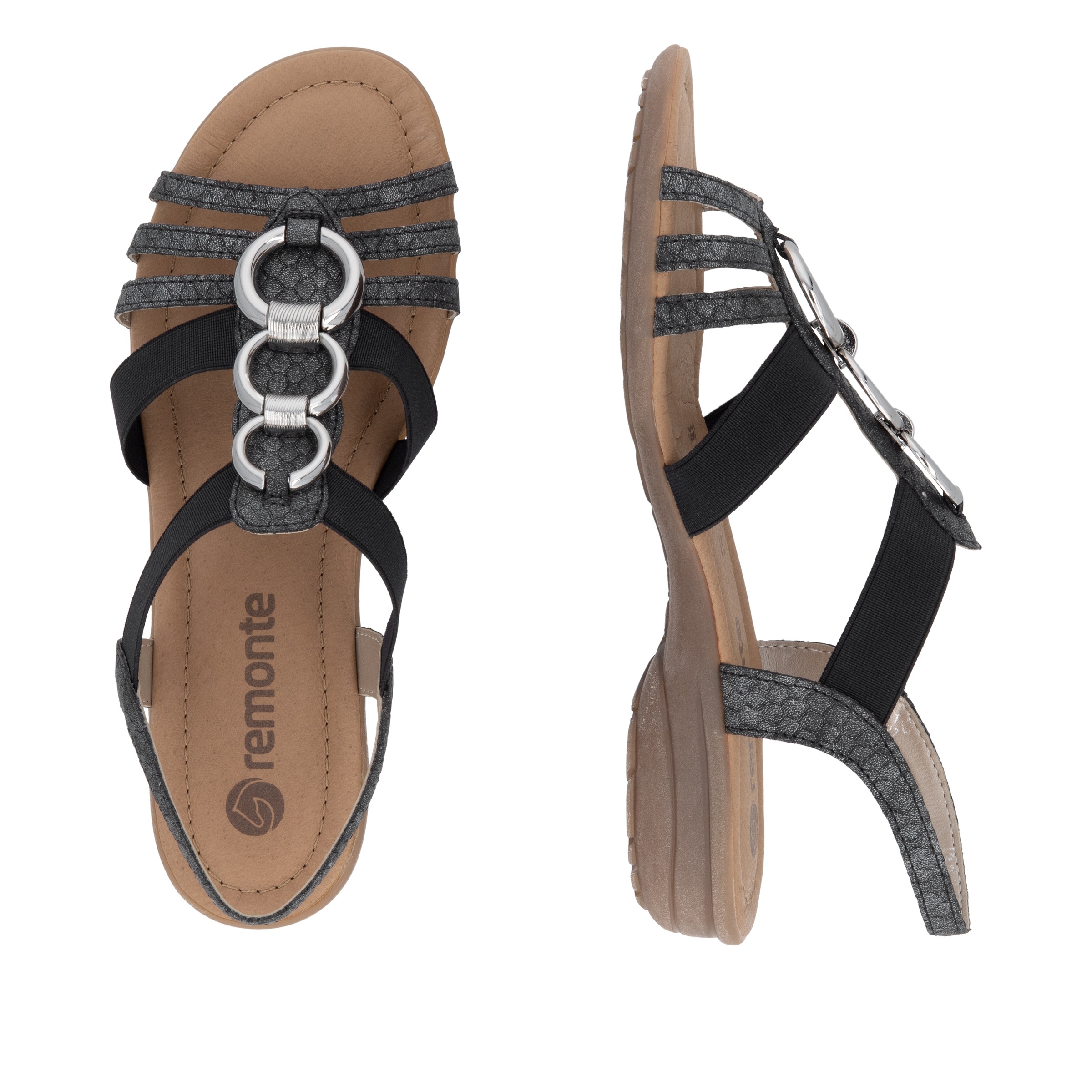 Remonte Riemchensandale Noir/Gris Taille 42 3