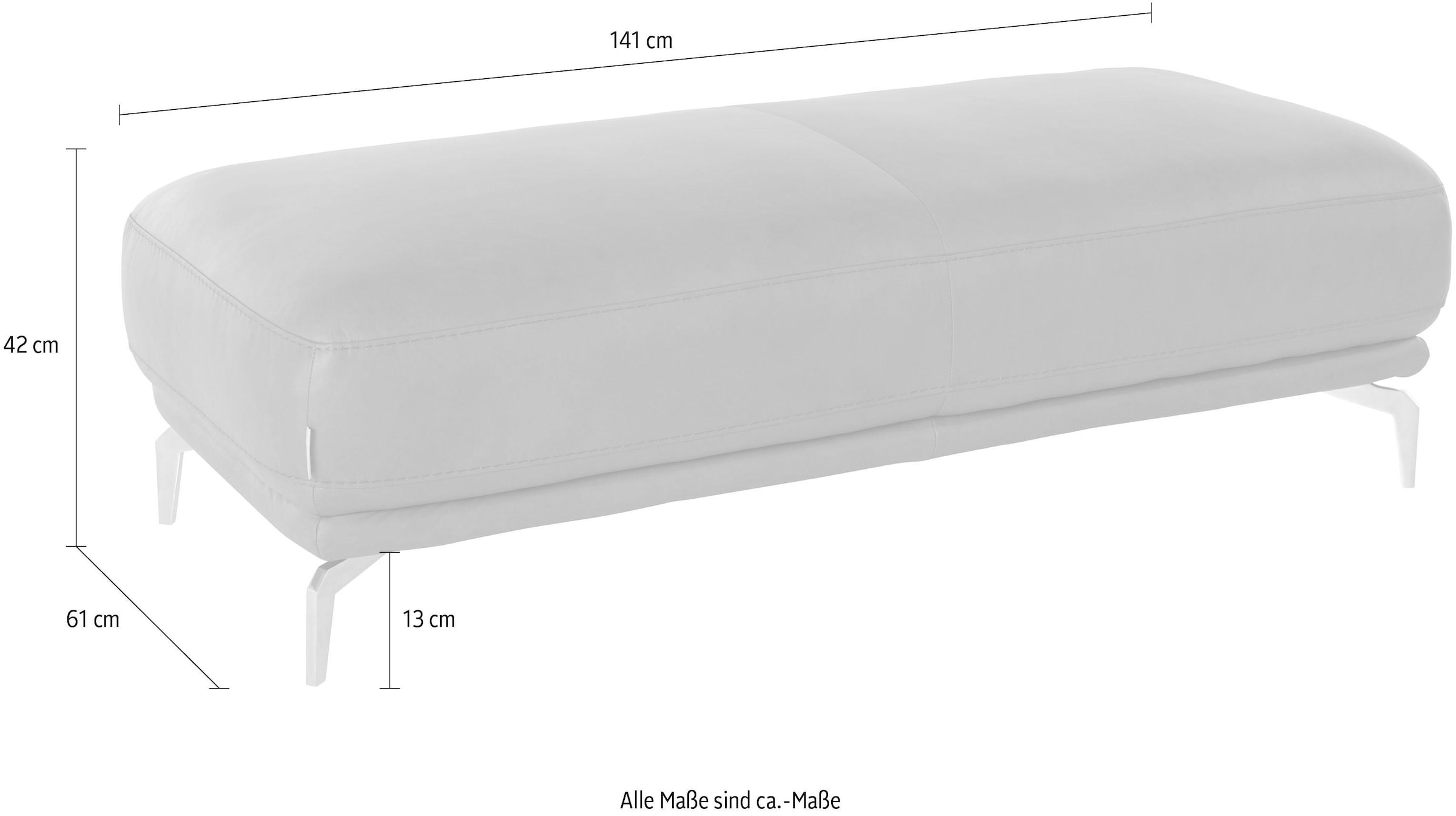 W.SCHILLIG Hocker »montanaa« mit Metallfüßen in Silber matt, Breite 141 cm