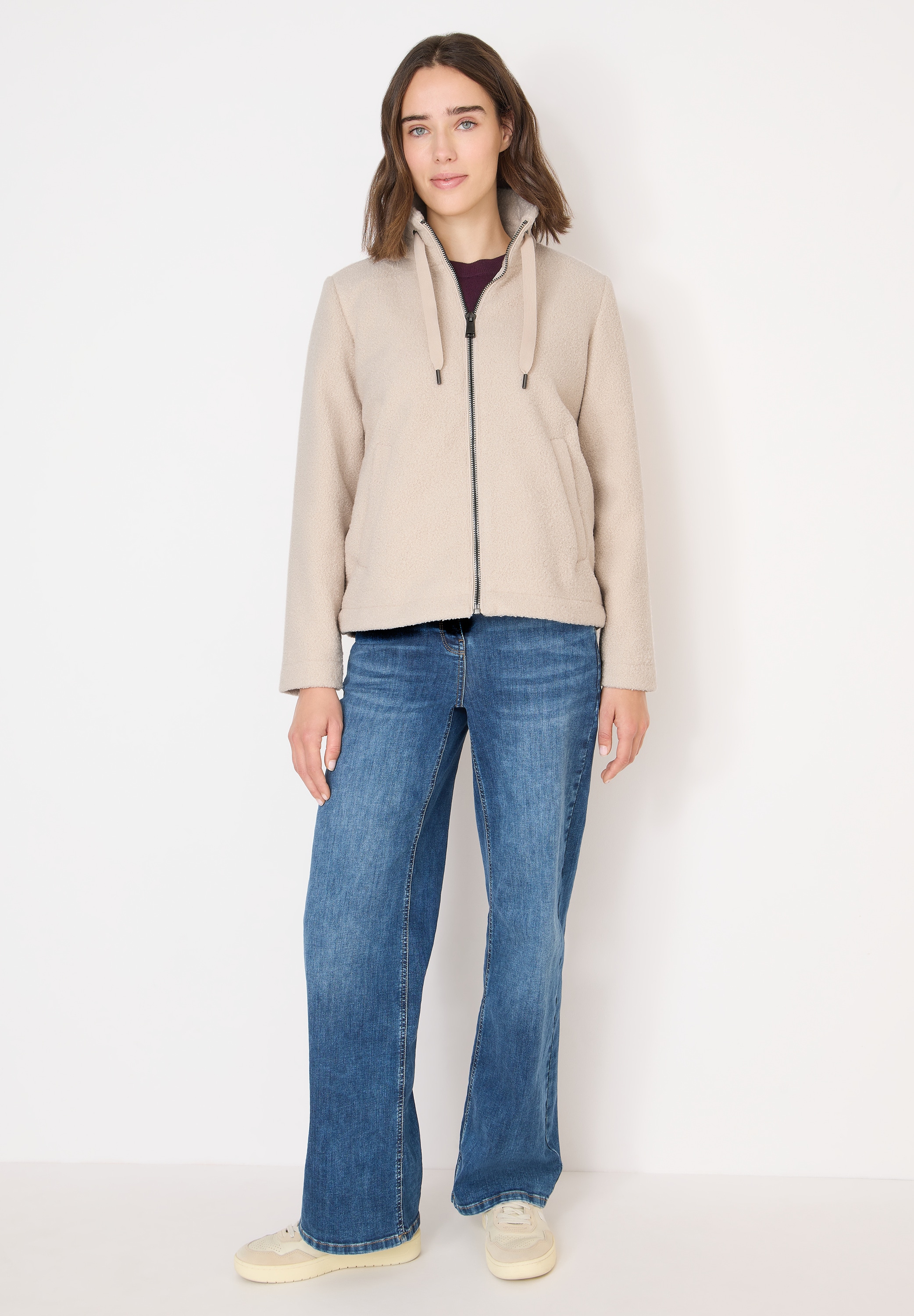 Cecil Fellimitatjacke ohne Kapuze mit Stehkragen