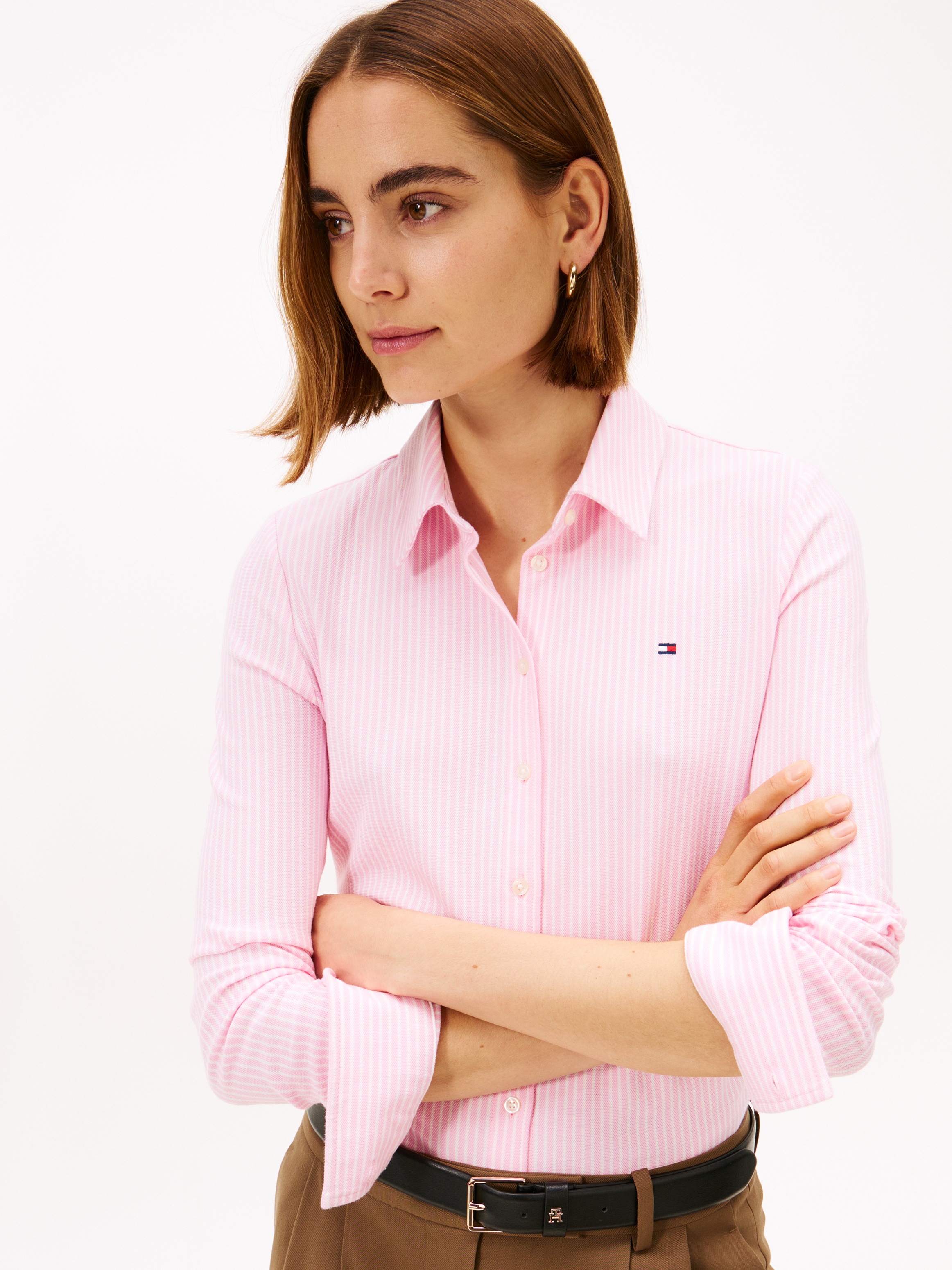 Thumbnail - Tommy Hilfiger Poloshirt "1985 SLIM PIQUE BTN DOWN LS mit Polokragen und Label"