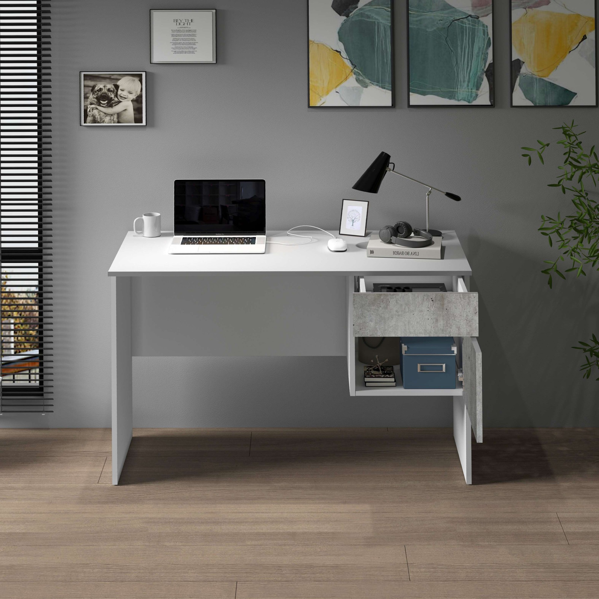 INOSIGN Schreibtisch »Coro, kleiner Computertisch, Bürotisch«, mit 1 Tür & 1 Schublade, Breite 110 cm, Made in Italy