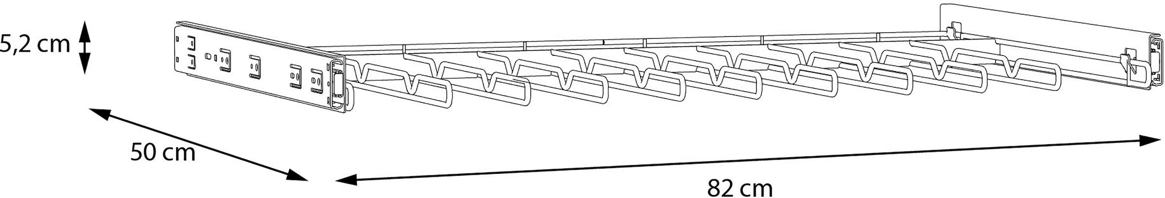 FORTE Hosenhalter, (1 St.), Schrankauszug für ihe Hosen, platzsparend, einfache Montage