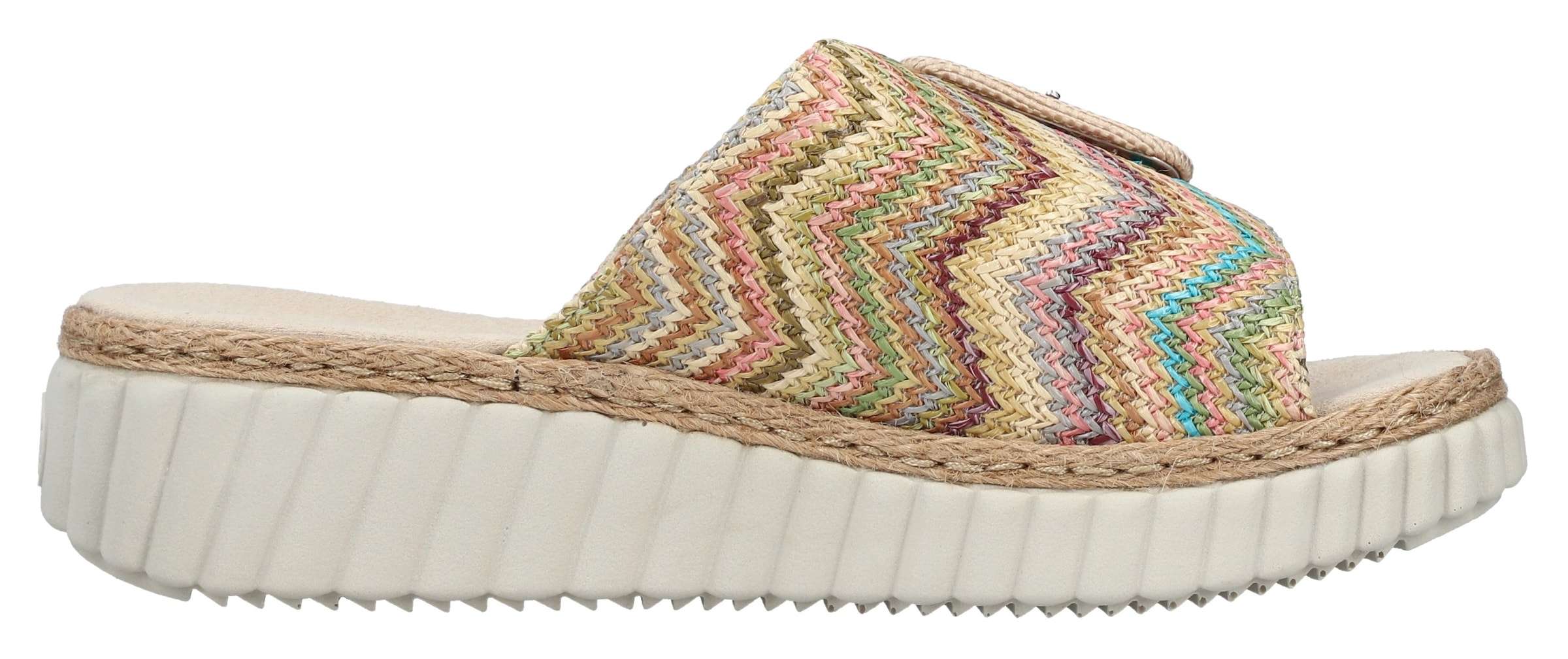 Rieker Keilpantolette, Sommerschuh, Strandschuh, Hausschuh mit praktischem Klettverschluss