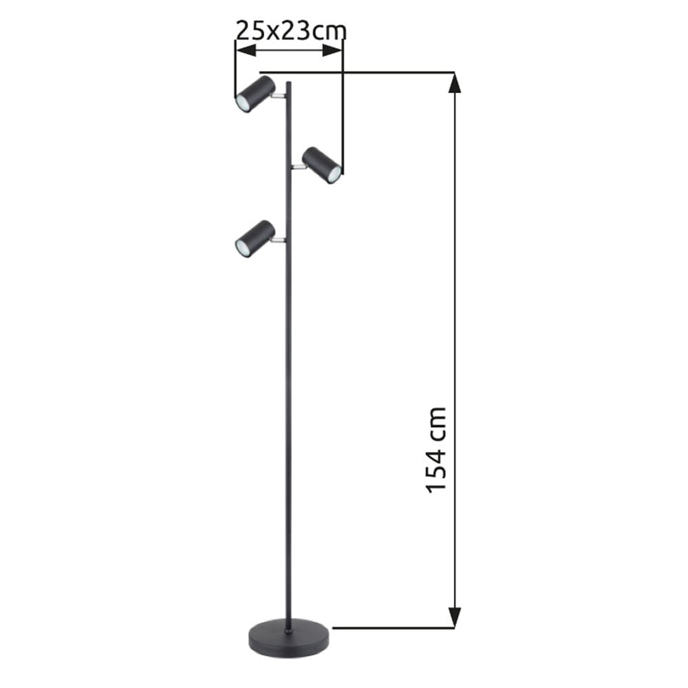 GLOBO LIGHTING Stehlampe »ROBBY« GU10 1 Stk. Stehleuchte schwarz matt, GU10 LED, 154 cm hoch