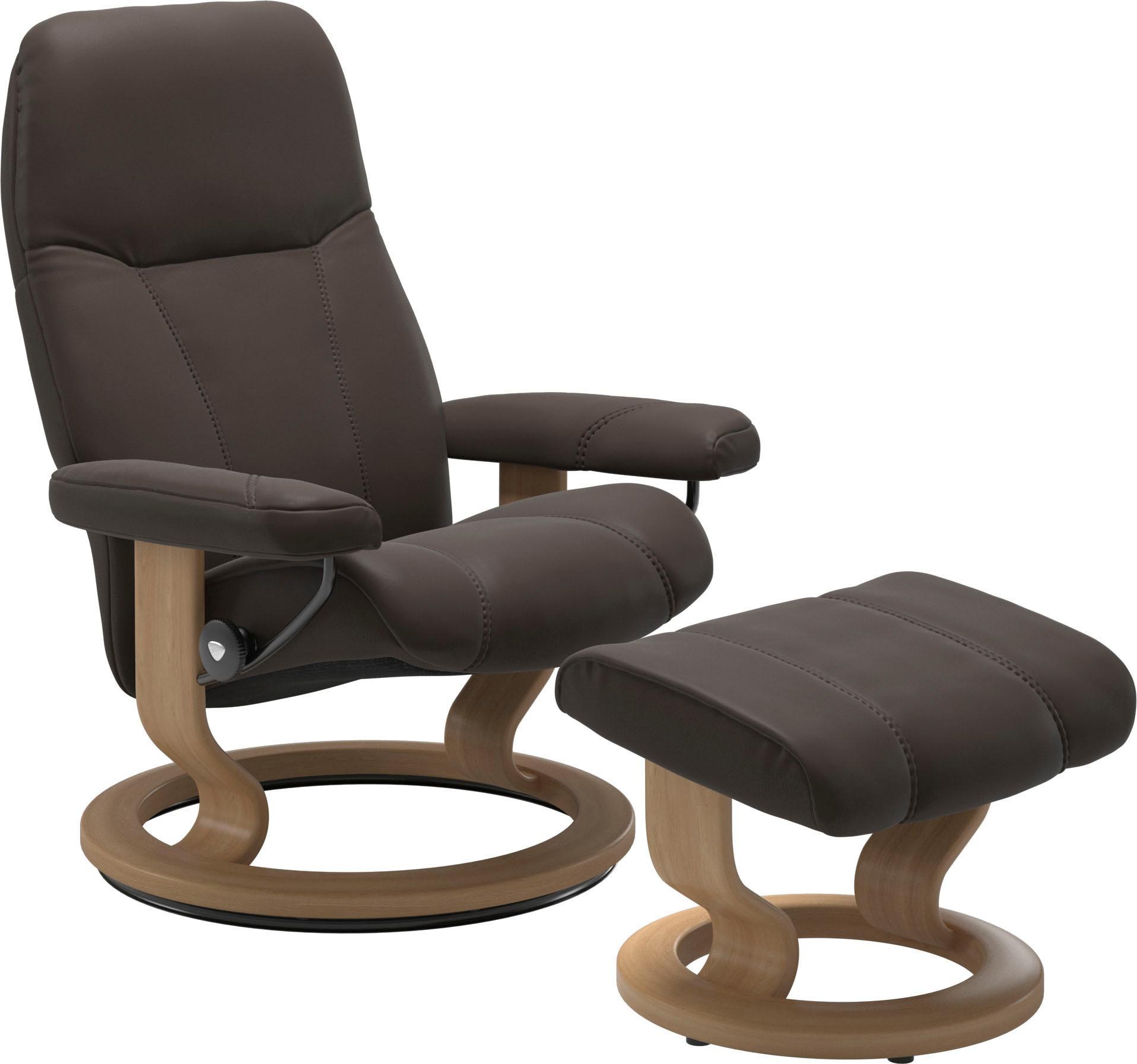 Stressless® Relaxsessel »Consul«, (Set, Relaxsessel mit Hocker), mit Hocker, mit Classic Base, Größe M, Gestell Eiche