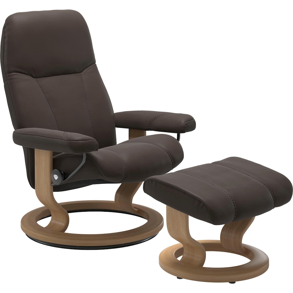 Stressless® Relaxsessel »Consul«, (Set, Relaxsessel mit Hocker), mit Hocker, mit Classic Base, Größe M, Gestell Eiche