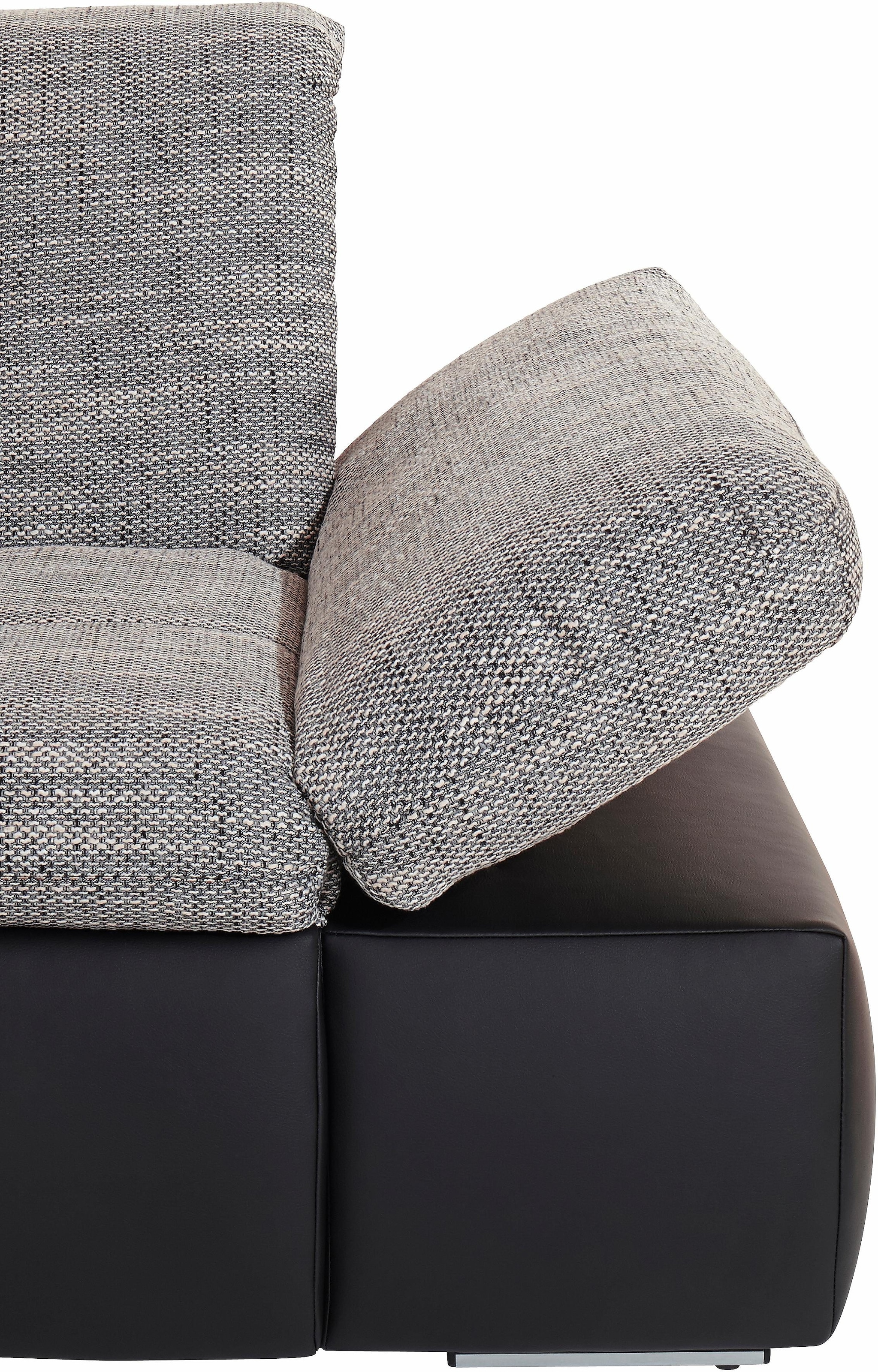 DOMO collection Ecksofa »Moric, L-Form, XXL-Sofa - Breite 300cm«, wahlweise mit Bettfunktion und Armteilverstellung, schwarz-weiß-grau
