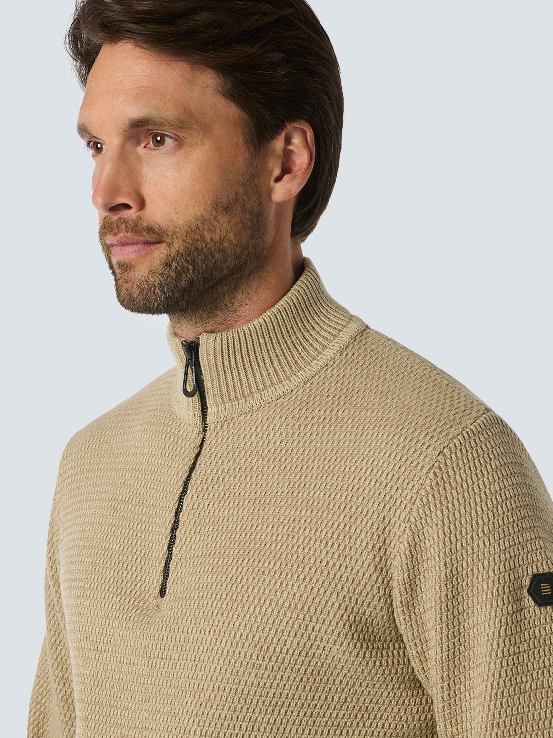 NO EXCESS Rollkragenpullover »No Excess Halber Reißverschluss Pullover Melange«