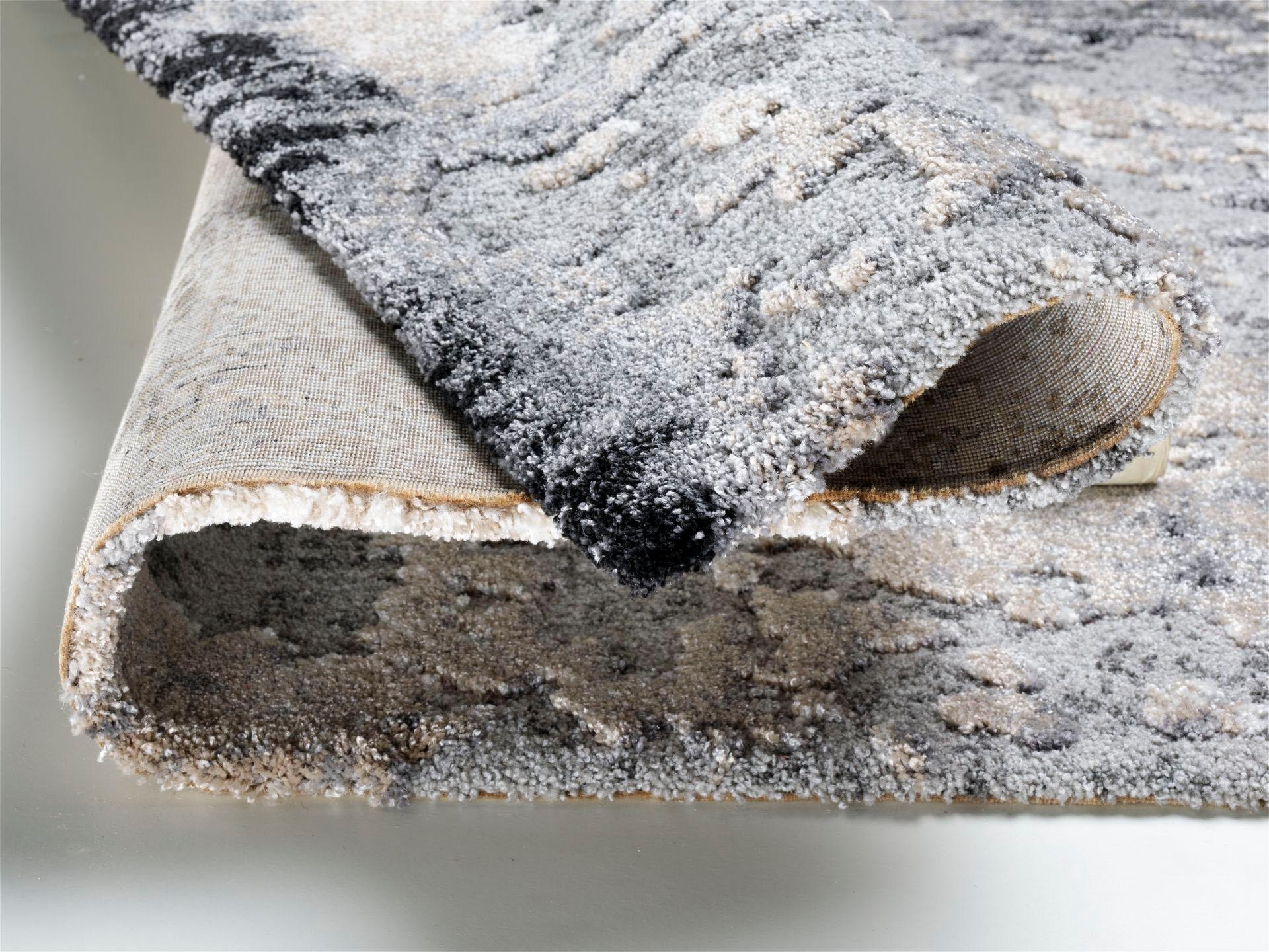 Teppich OCI DIE TEPPICHMARKE "JUWEL AWARA" Gr. 6, grau (hellgrau), B:200cm H:20mm L:290cm, Polyester, Polypropylen, Teppiche, Teppich, Kurzflor, Wohnzimmer, Marmor Optik, Hoch Tief Effekt 2