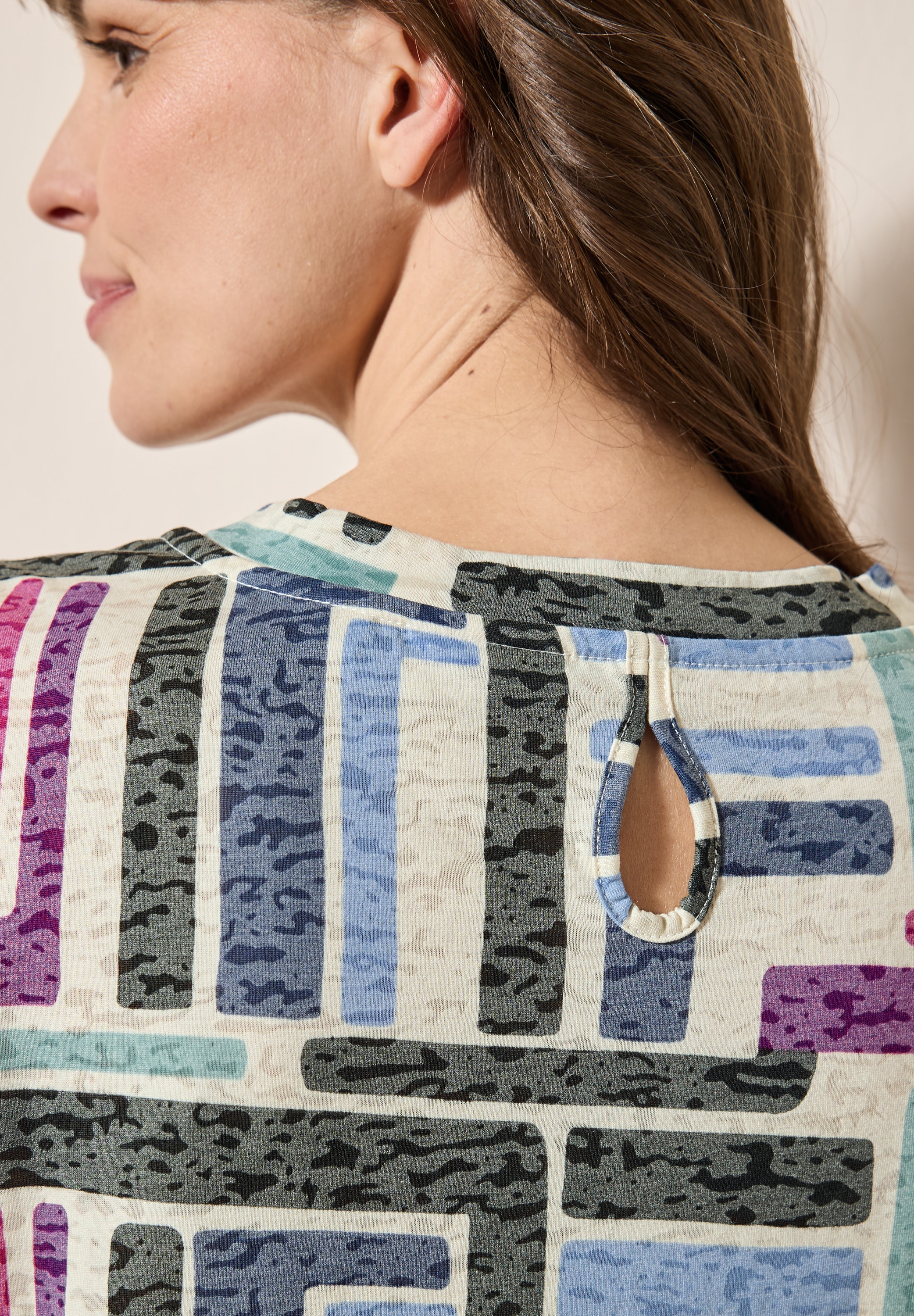 Cecil T-Shirt, mit Print und Burn-Out-Optik