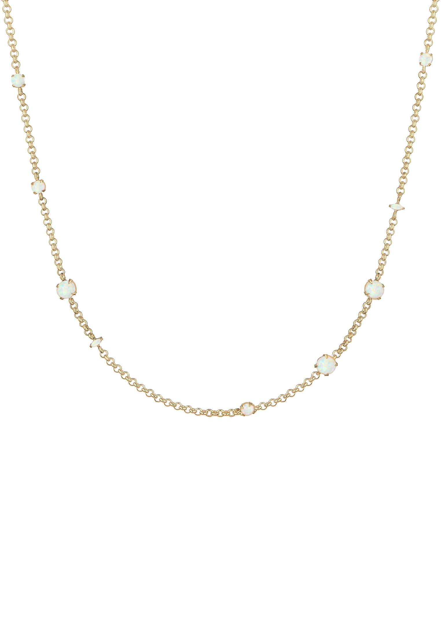 Elli Premium Collierkettchen »Synthetischer Opal Weiß 925 Sterling Silber vergoldet«