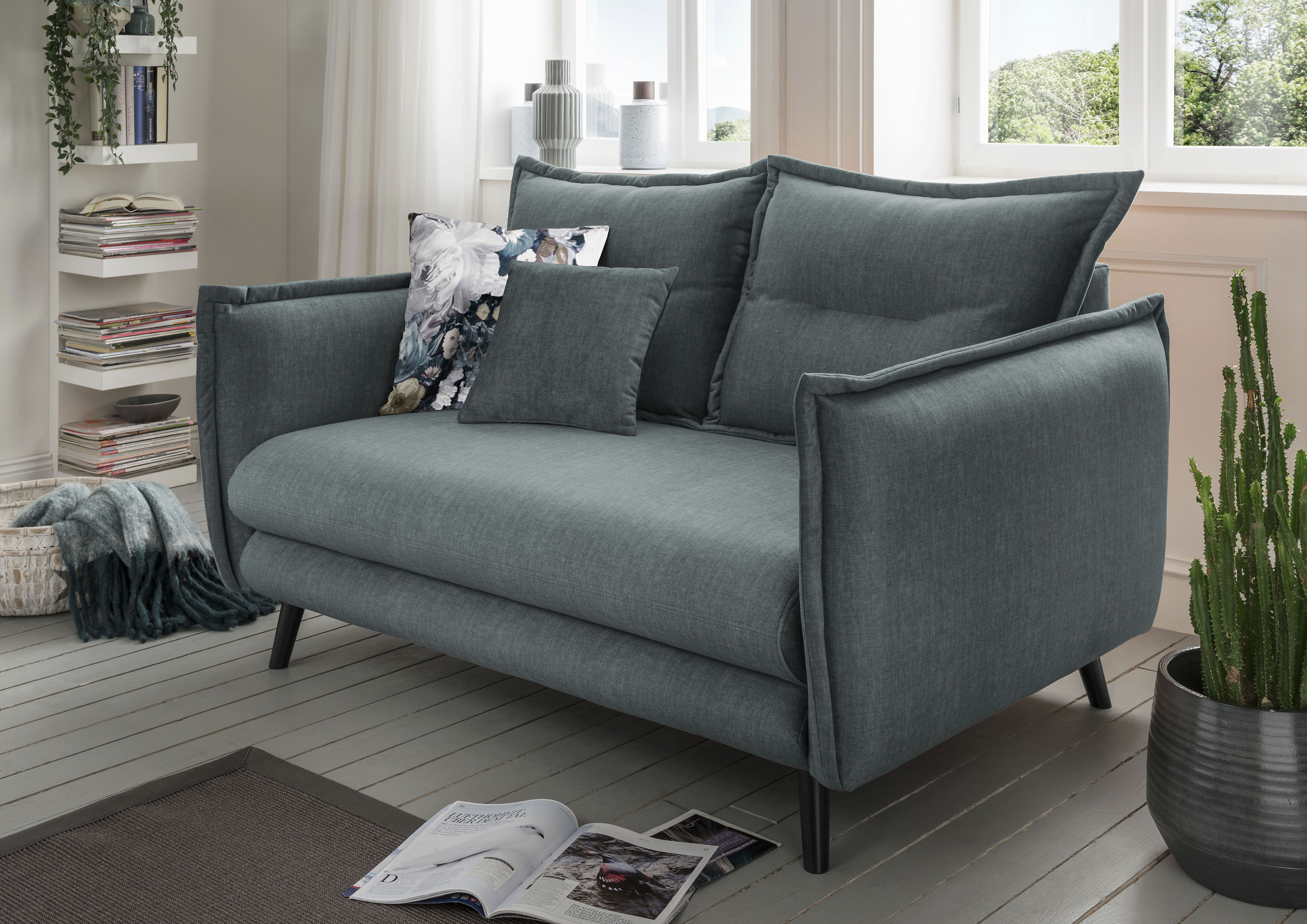 Home affaire 2-Sitzer "Levke, 162 cm breit, modern und bequem" Velours, inkl. Rücken- und Zierkissen