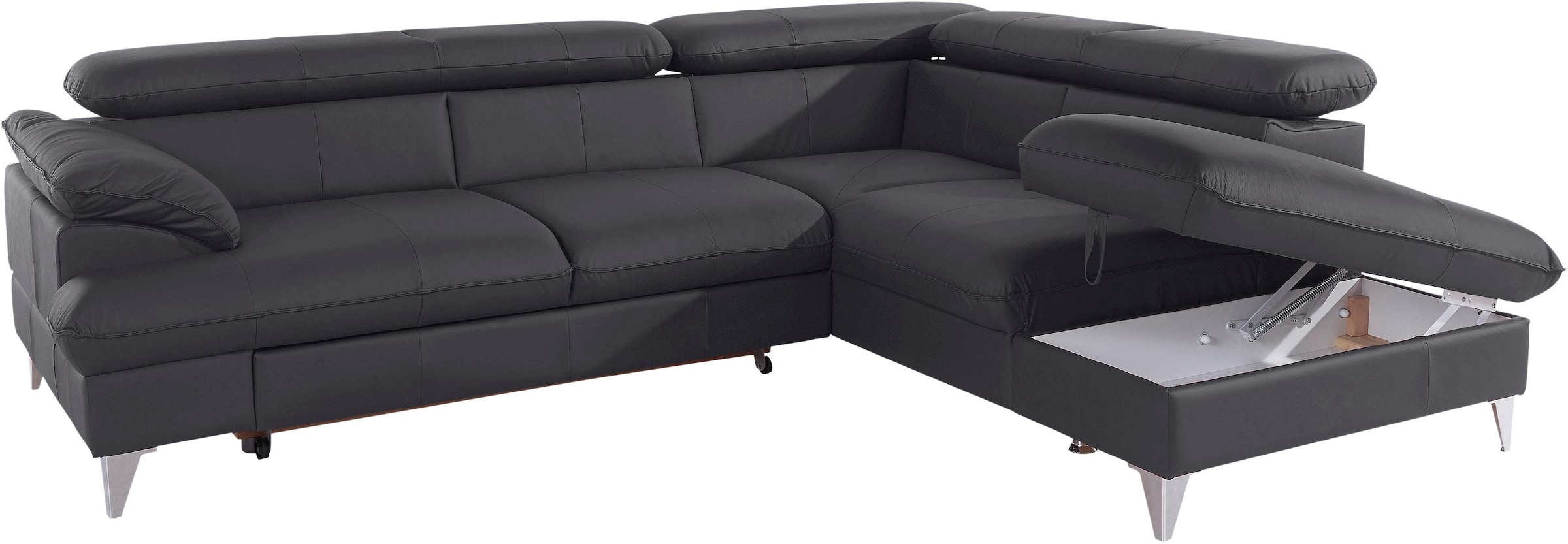 COTTA Polstergarnitur »Caluso«, Set: bestehend aus Ecksofa, Hocker, Ecksofa inkl. Kopfteilverstellung