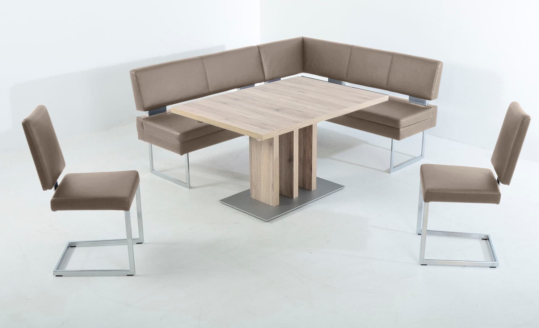 K+W Komfort & Wohnen Essgruppe 4 Stk. tlg. langer Schenkel links oder rechts, 2 Freischwinger, 1 Funktionstisch