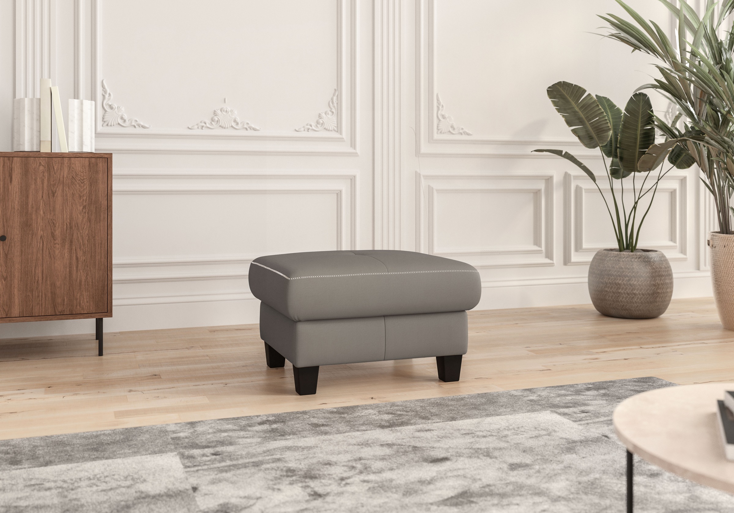 Places of Style Polsterhocker »Varese«, Kreuznaht in beige