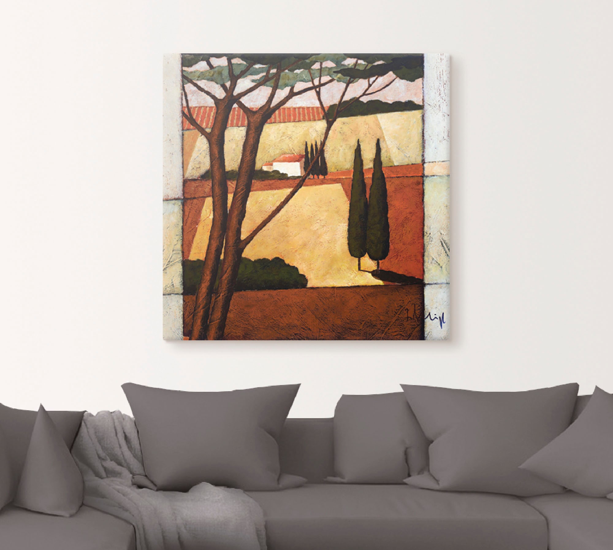 Artland Leinwandbild »Mediterrane Kornfelder IV«, Felder, (1 St.), auf Keilrahmen gespannt