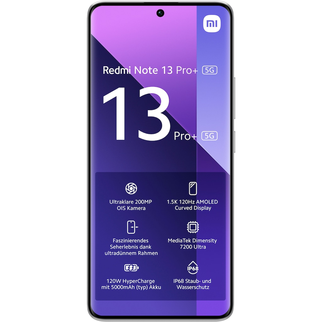 Xiaomi Smartphone »Redmi Note 13 Pro Plus 5G 512Gb«, Moonlight White, 16,94 cm/6,67 Zoll, 512 GB Speicherplatz, 200 MP Kamera