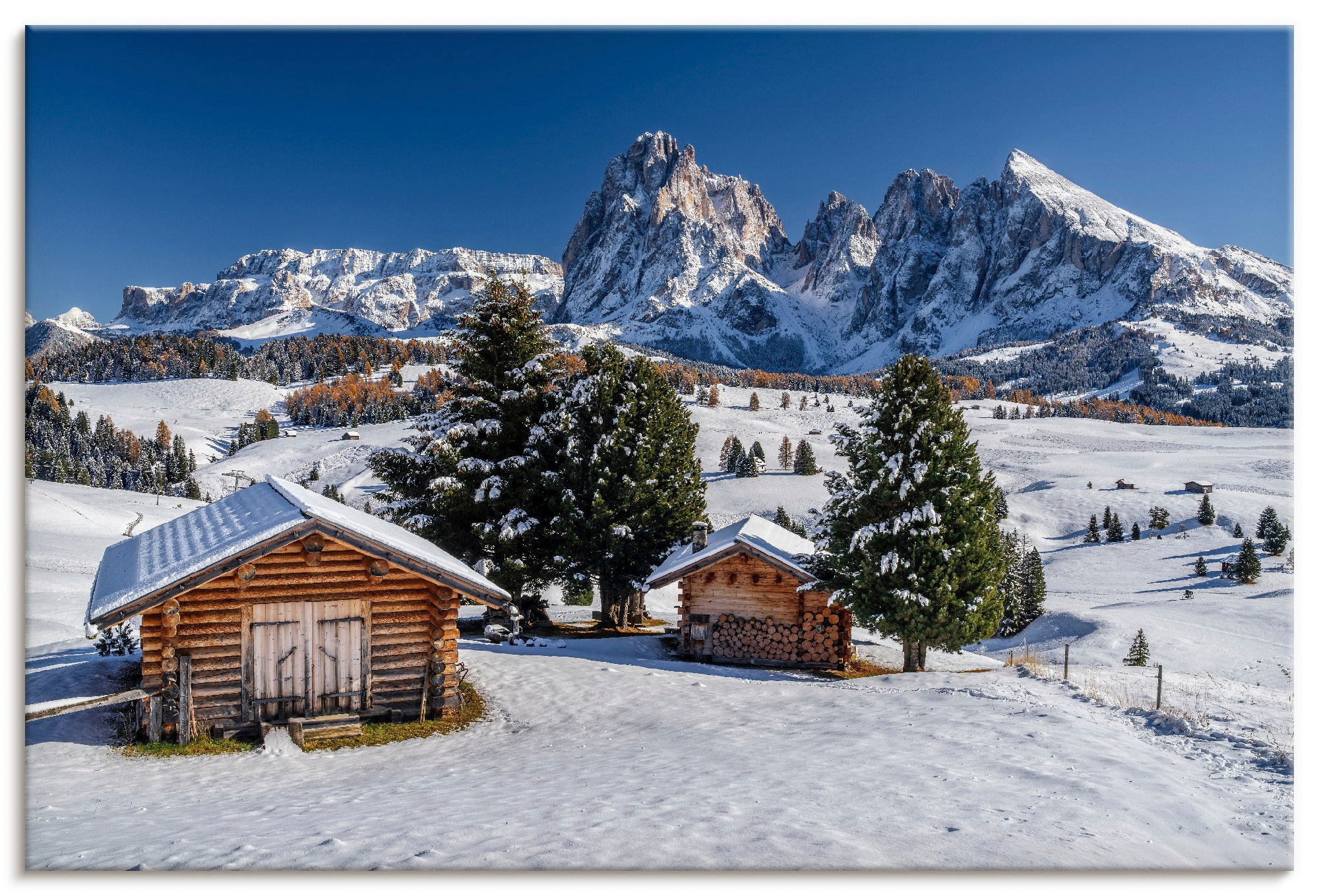 Wandbild ARTLANDfarbe bild(er): weiß, Wohnzimmer, Bilder, "Herbst auf der Seiser Alm Südtirol", als Alubild, Leinwandbild, Poster, Wandaufkleber in