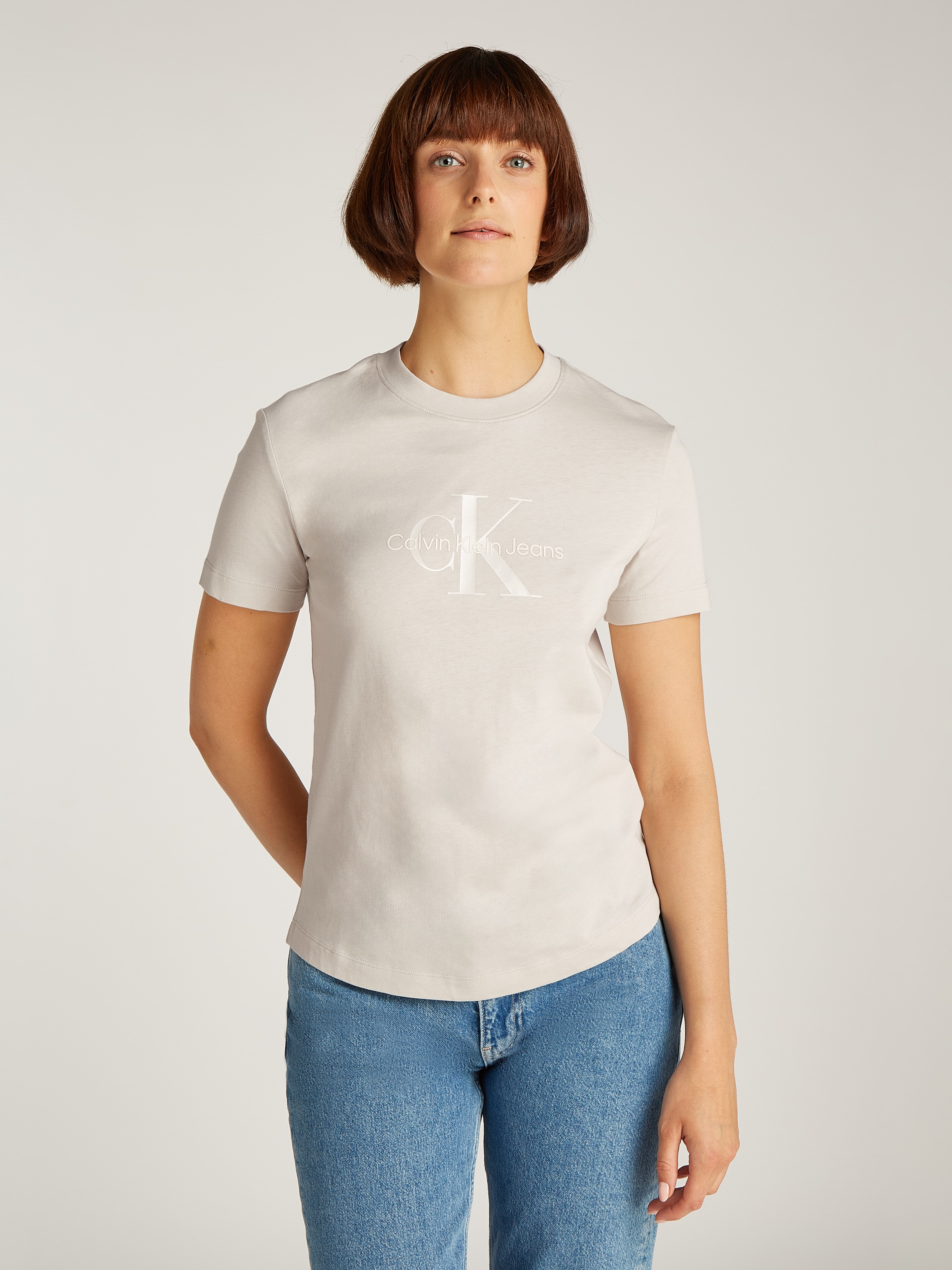 Calvin Klein Jeans Rundhalsshirt "GLOSSY MONOLOGO REGULAR TEE", mit Logodruck