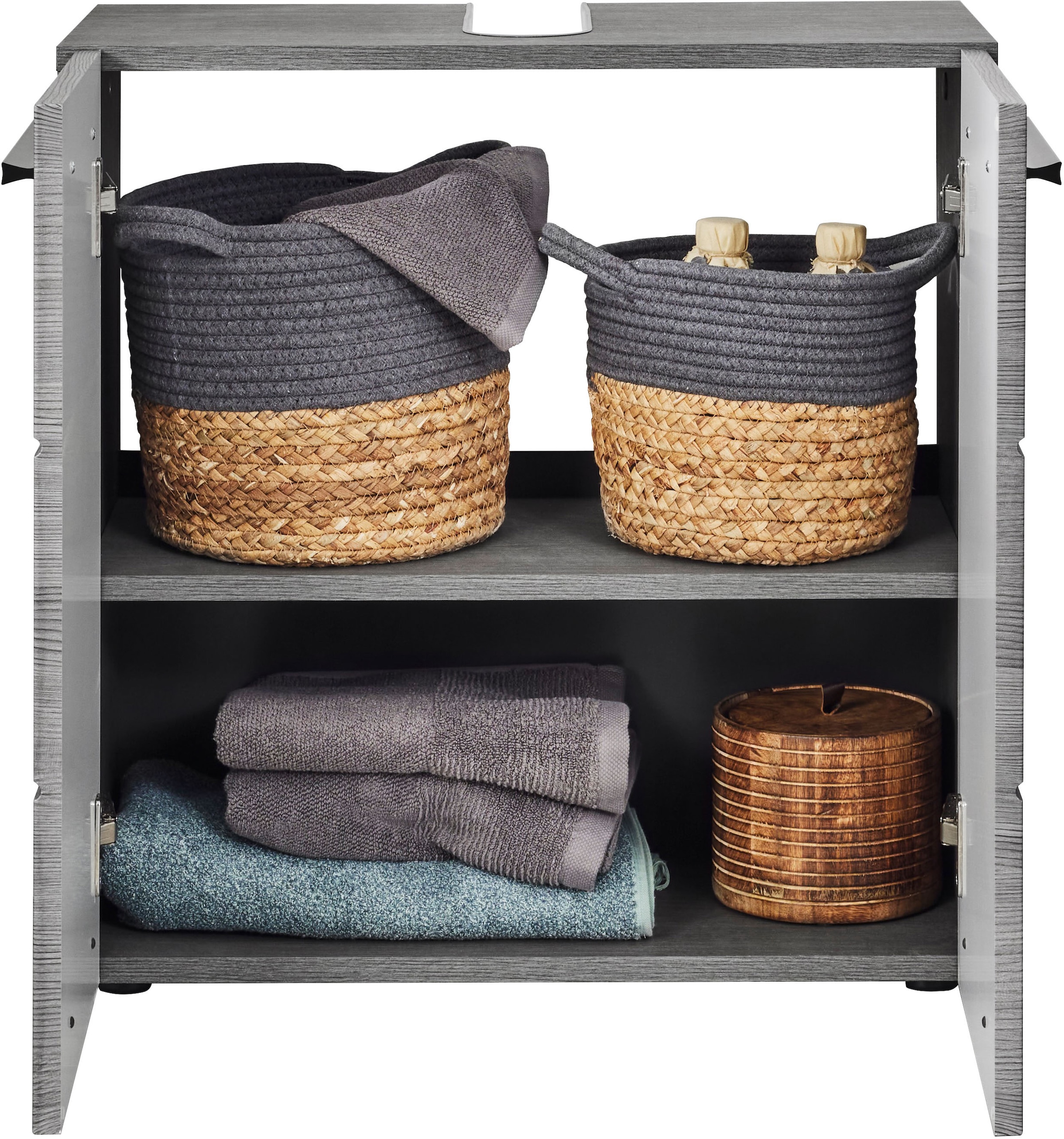 BASIC by Balculina Waschbeckenunterschrank »Silver,Badezimmerschrank BxHxT 60x70x20«, (1 St.), Breite 60cm, Tür L/R monierbar, FSC-Mix 70%