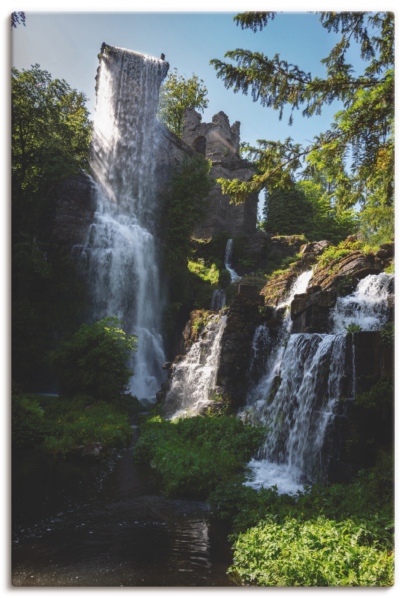 Artland Leinwandbild "Wasserfall bei Wasserspielen in Kassel", Gewässer, (1 St.), auf Keilrahmen gespannt