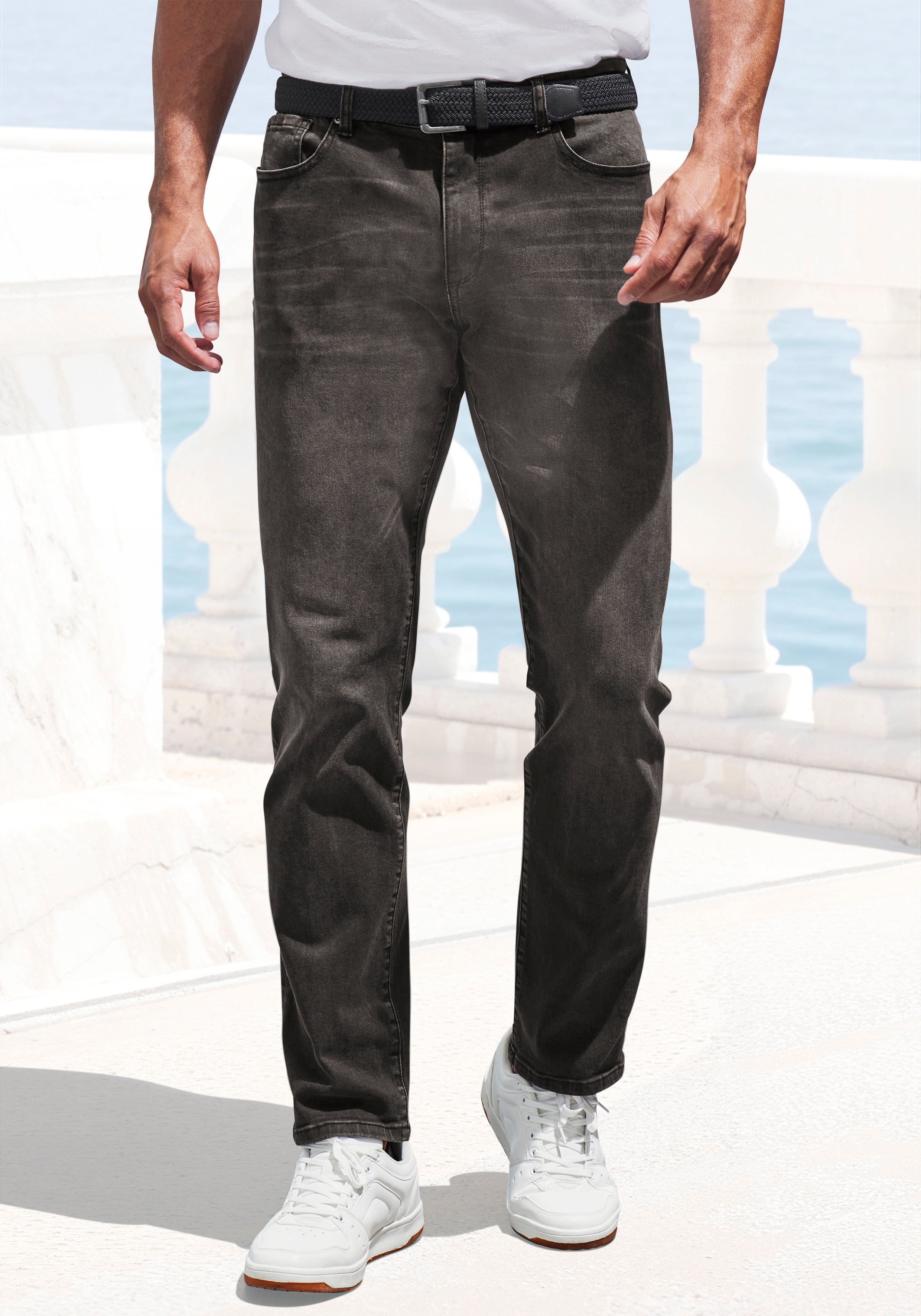 John Devin 5-Pocket-Jeans "Straight-fit Jeans" aus elastischer Denim-Qualität, in 3 Längen: 30 & 32 & 34