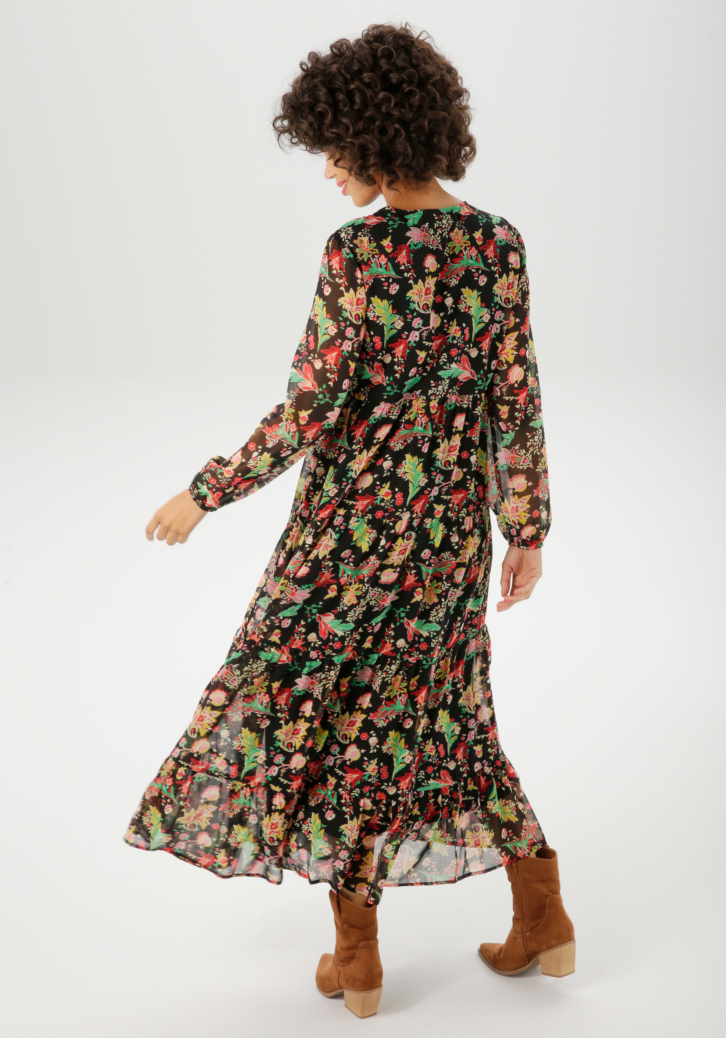 Thumbnail - Aniston CASUAL Maxikleid mit farbenfrohem Blumendruck - jedes Teil ein Unikat - NEUE KOLLEKTION