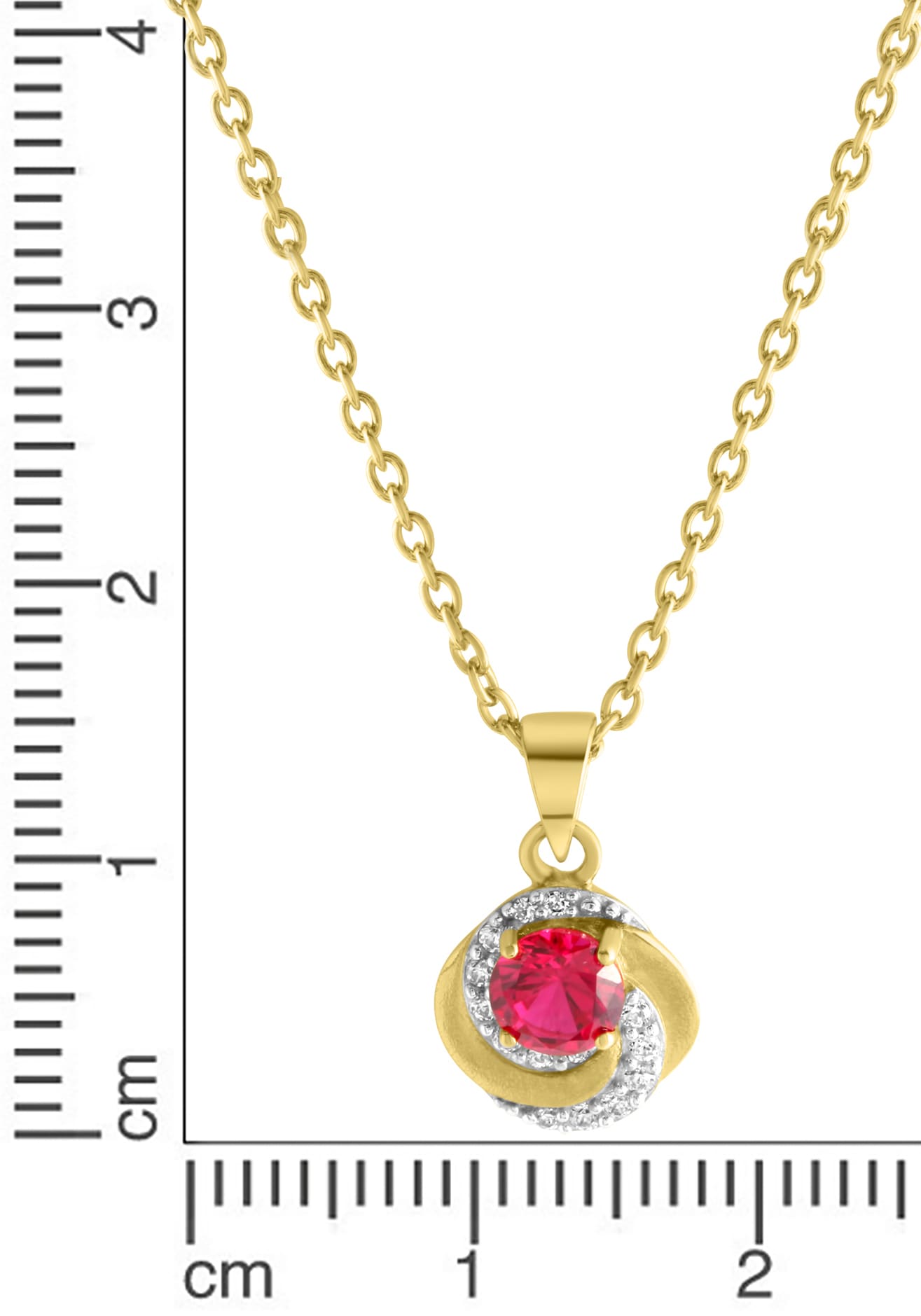 Firetti Kette mit Anhänger »Schmuck Geschenk Silber 925 Halsschmuck Halskette Ankerkette«, mit Rubin (synth.), Zirkonia (synth.)