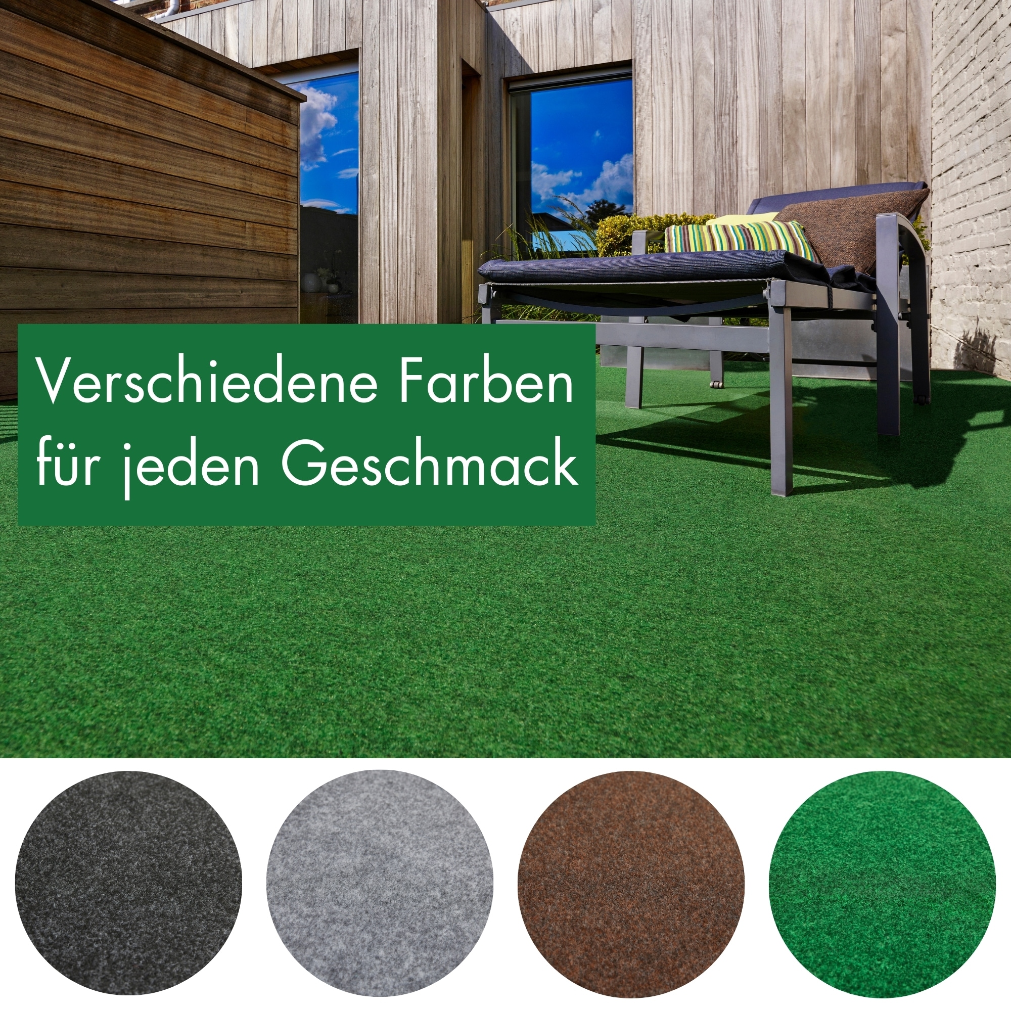 Andiamo Kunstrasen »Field, Made in Belgium« rechteckig 4 mm Höhe für Balkon & Terrasse, mit Drainage-Noppen, Nadelfilz-Optik