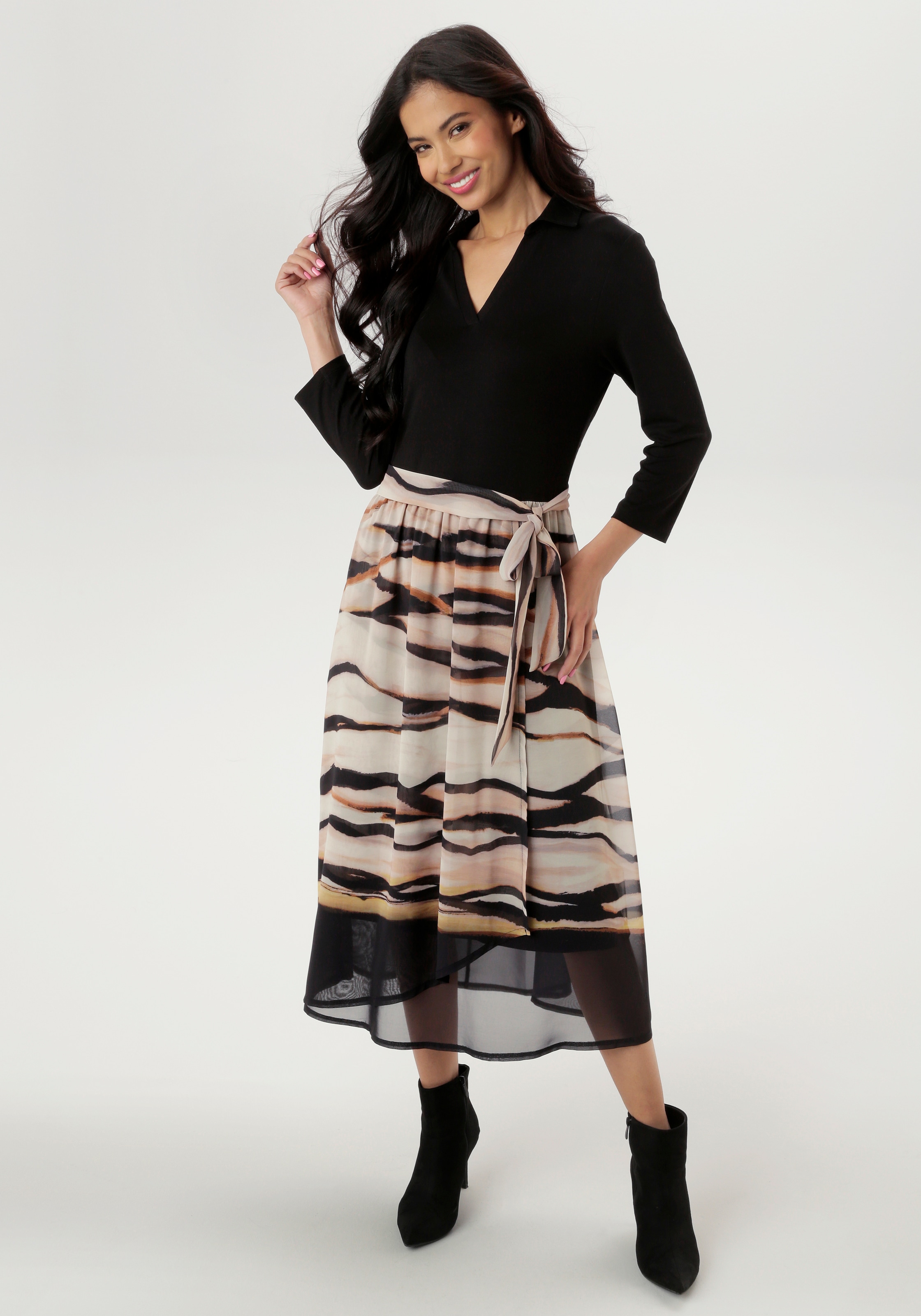 Aniston SELECTED Jerseykleid mit abnehmbaren Bindeband günstig online kaufen