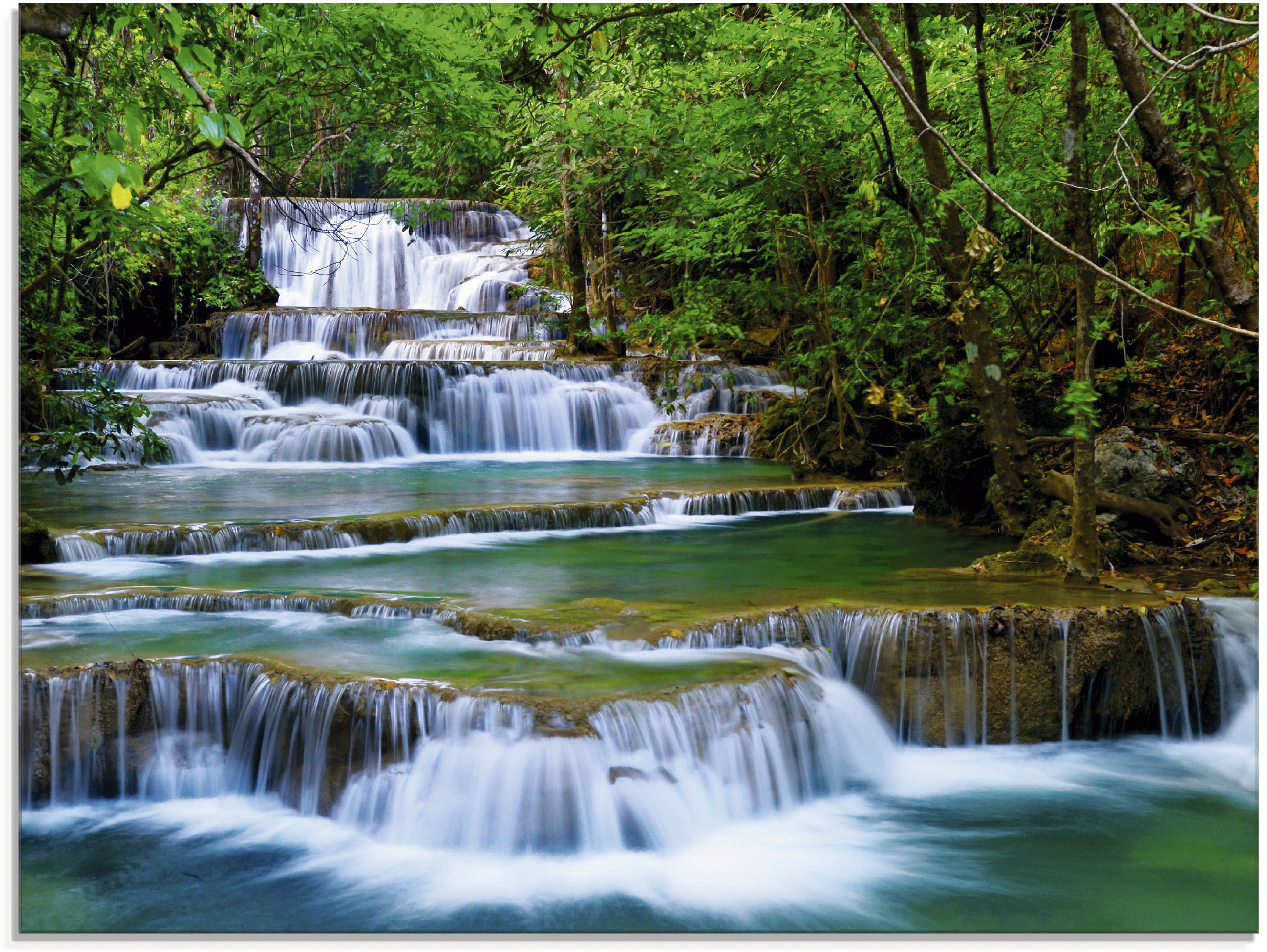 Artland Glasbild "Tiefen Wald Wasserfall" Gewässer 1 Stk. tlg. in verschiedenen Größen