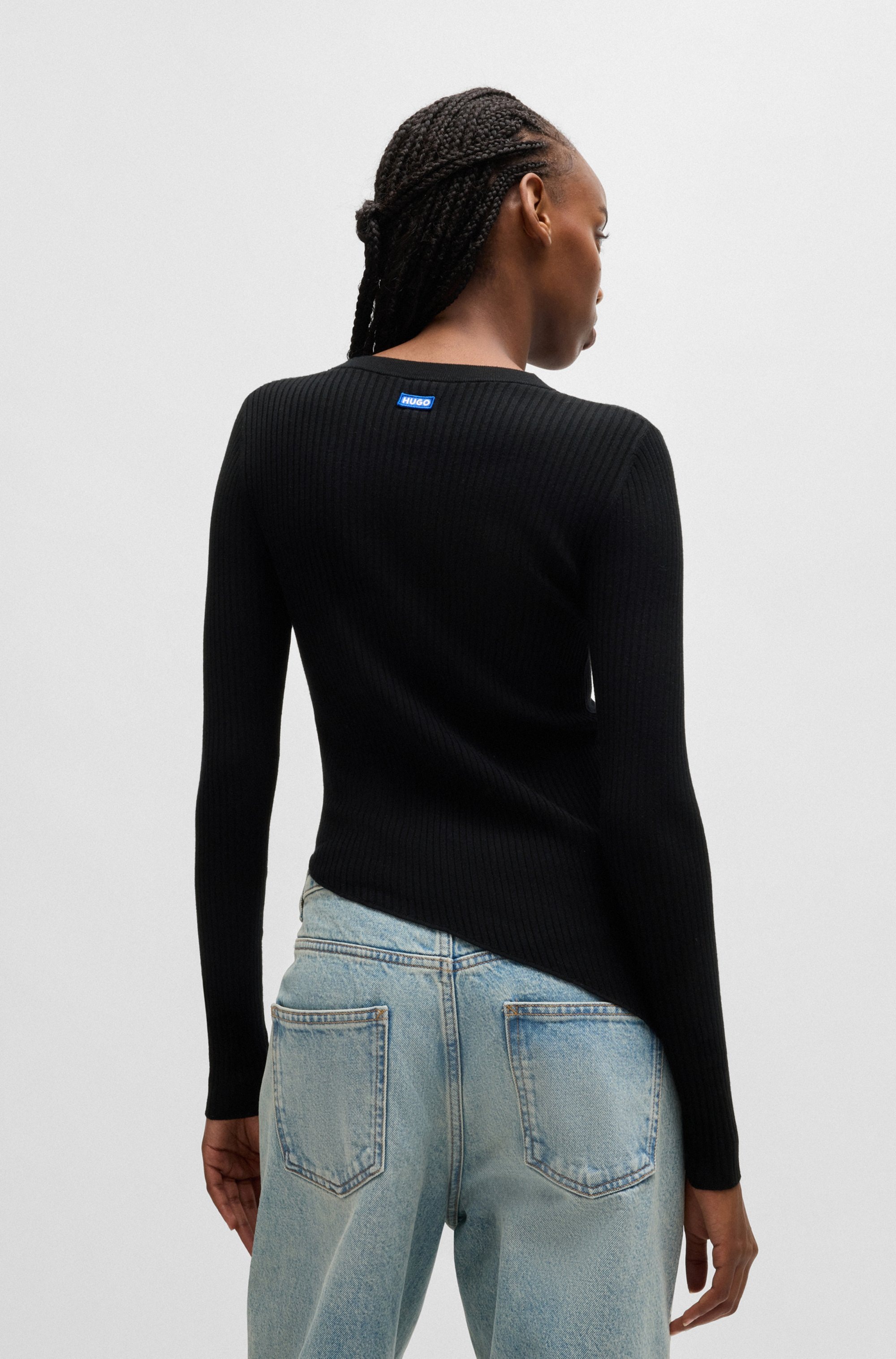 HUGO Blue Strickpullover "Somy", mit asymetrischem Saum günstig online kaufen