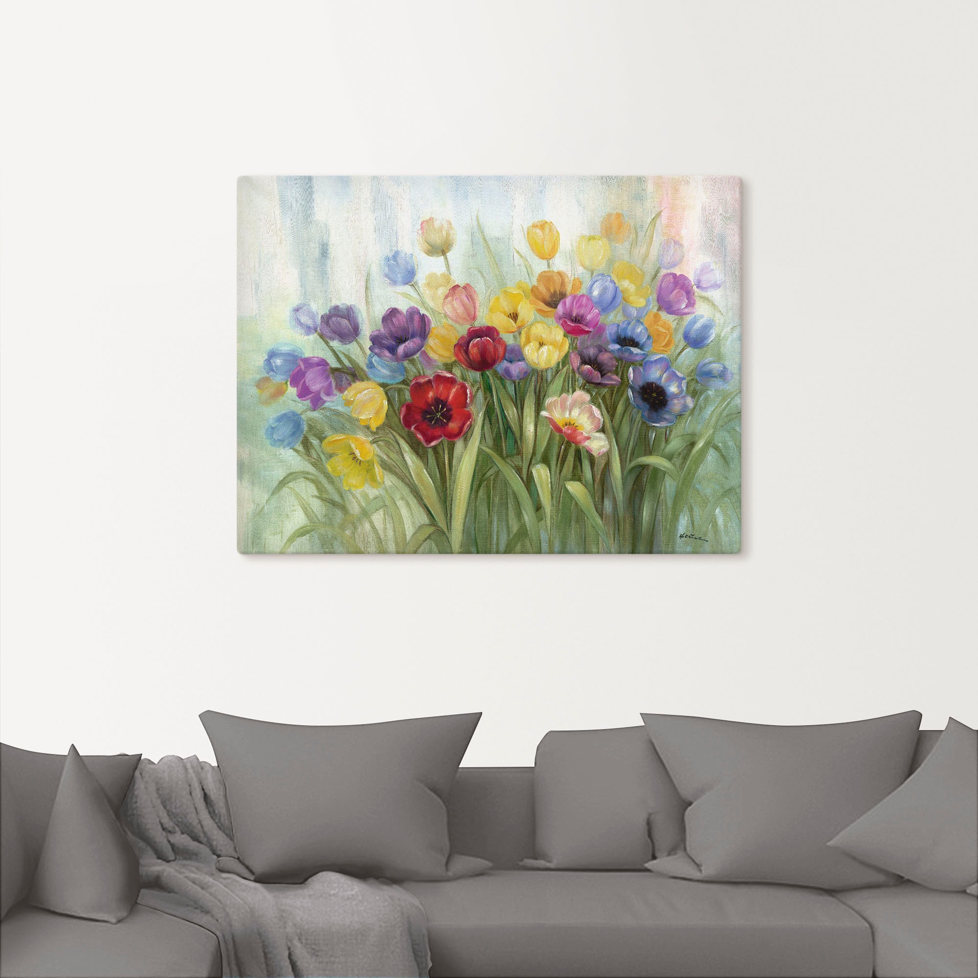Artland Wandbild »Tulpenwiese I«, Blumenwiese, (1 St.), als Leinwandbild, Poster in verschied. Größen
