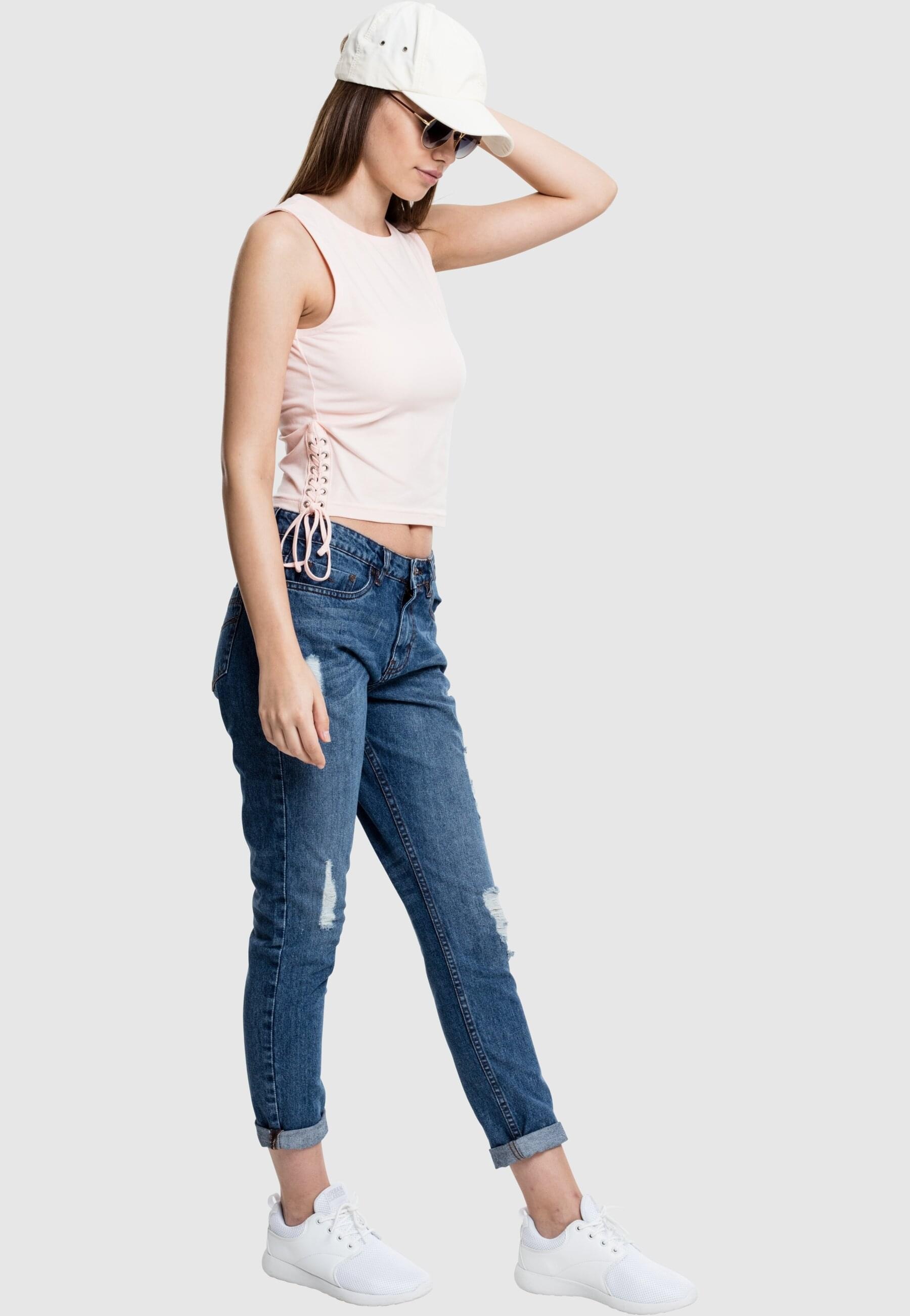 URBAN CLASSICS Muskelshirt »Urban Classics Damen Ladies Lace Up Cropped Top«, (1 tlg.)
