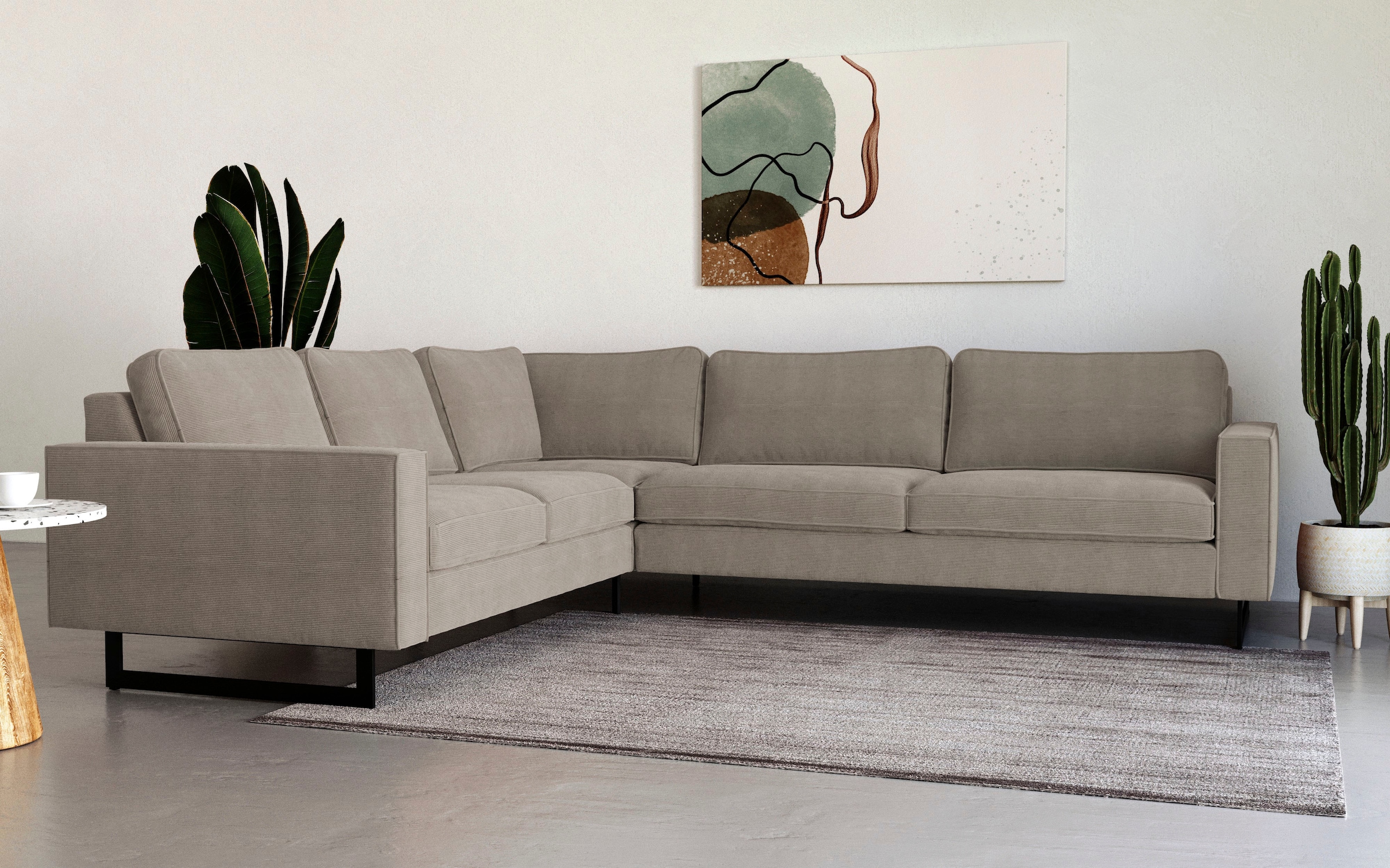 Places of Style Ecksofa "Pinto, 250/290 cm, langer Schenkel, XXL, Ottomane" günstig online kaufen