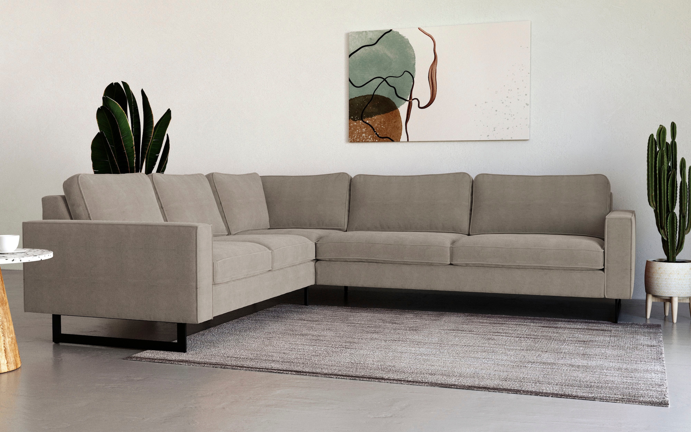 Places of Style Ecksofa "Pinto, XXL, 250/290 cm, langer Schenkel, Ottomane" günstig online kaufen