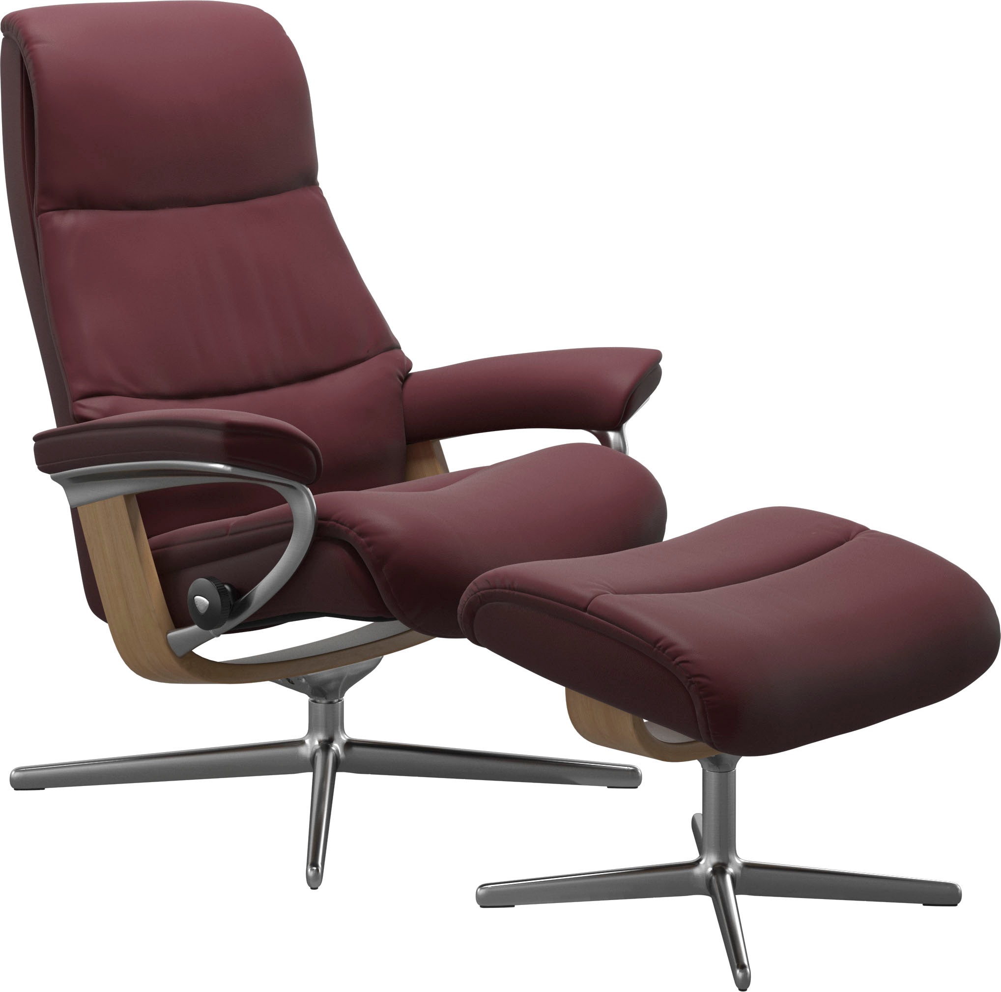 Stressless® Relaxsessel »View«, (Set, Relaxsessel mit Hocker), mit Hocker, mit Cross Base, Größe S, M & L, Holzakzent Eiche