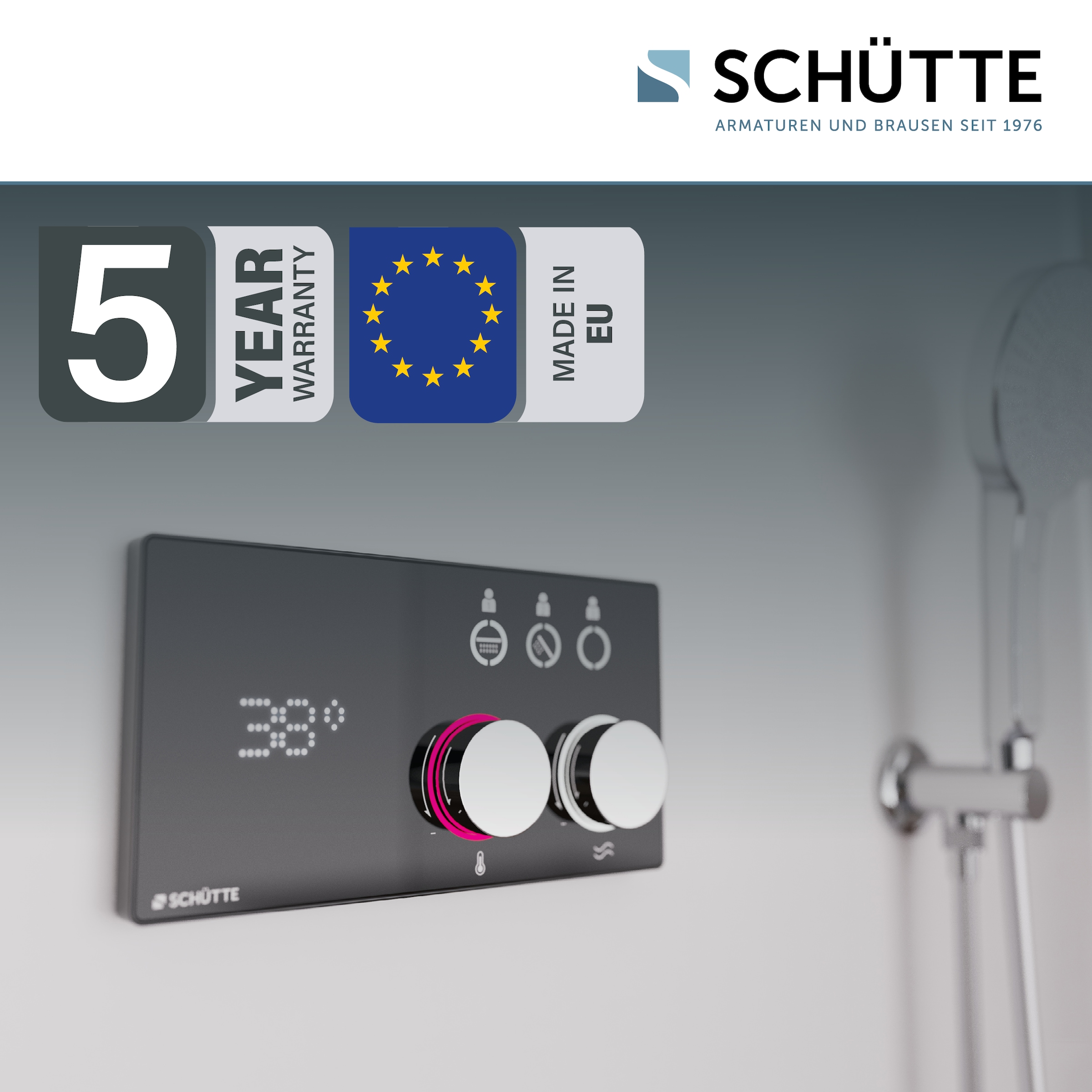 Schütte Brausegarnitur »AQUADOT«, Überkopfbrauseset mit digitalem Duschsystem