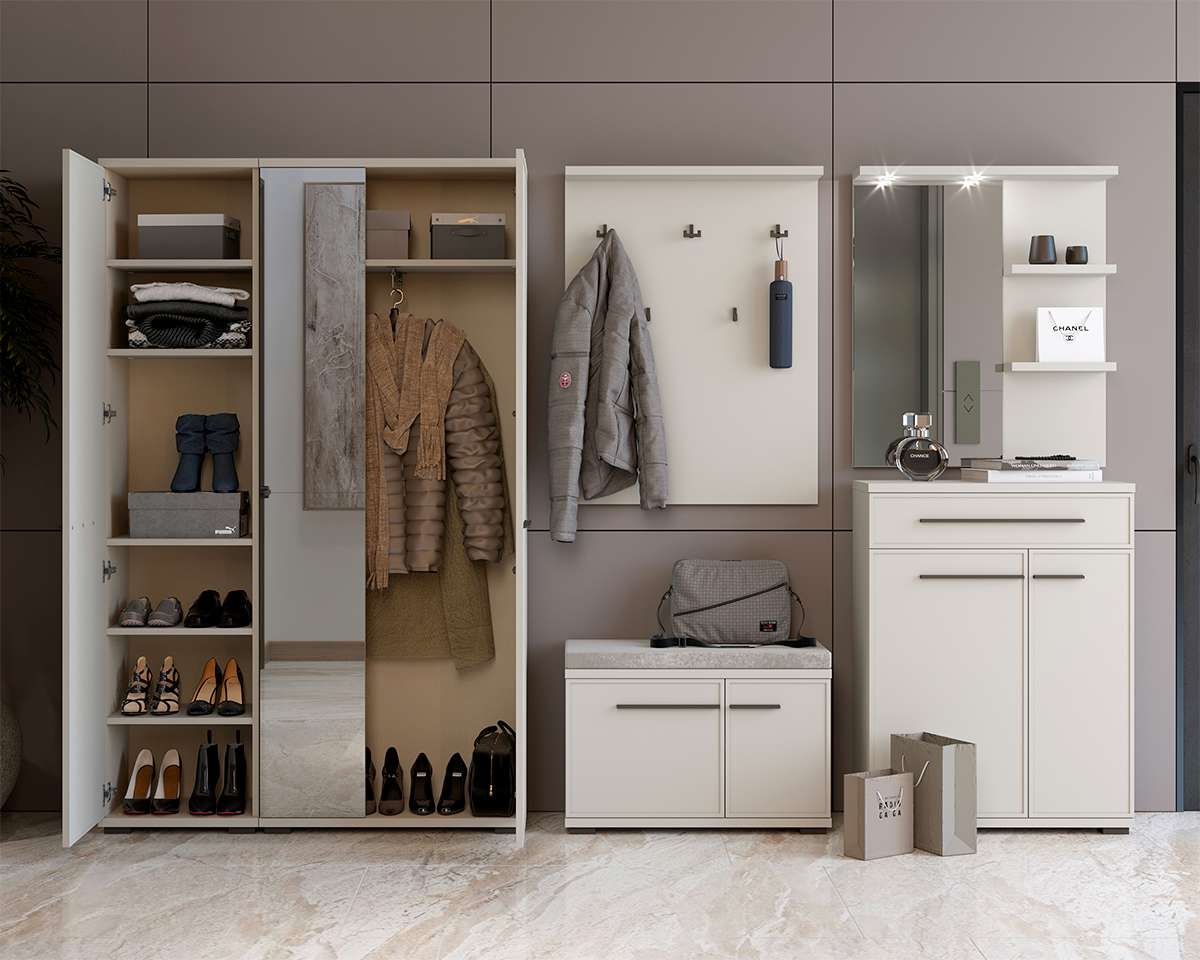 Places of Style Schuhbank »Opera, Schuhschrank, Schuhregal, Schuhtruhe, Breite 76 cm«, (1 St.), mit Sitzkissen, UV-lackiert, hochwertige Beschläge, Kaschmirfarbe