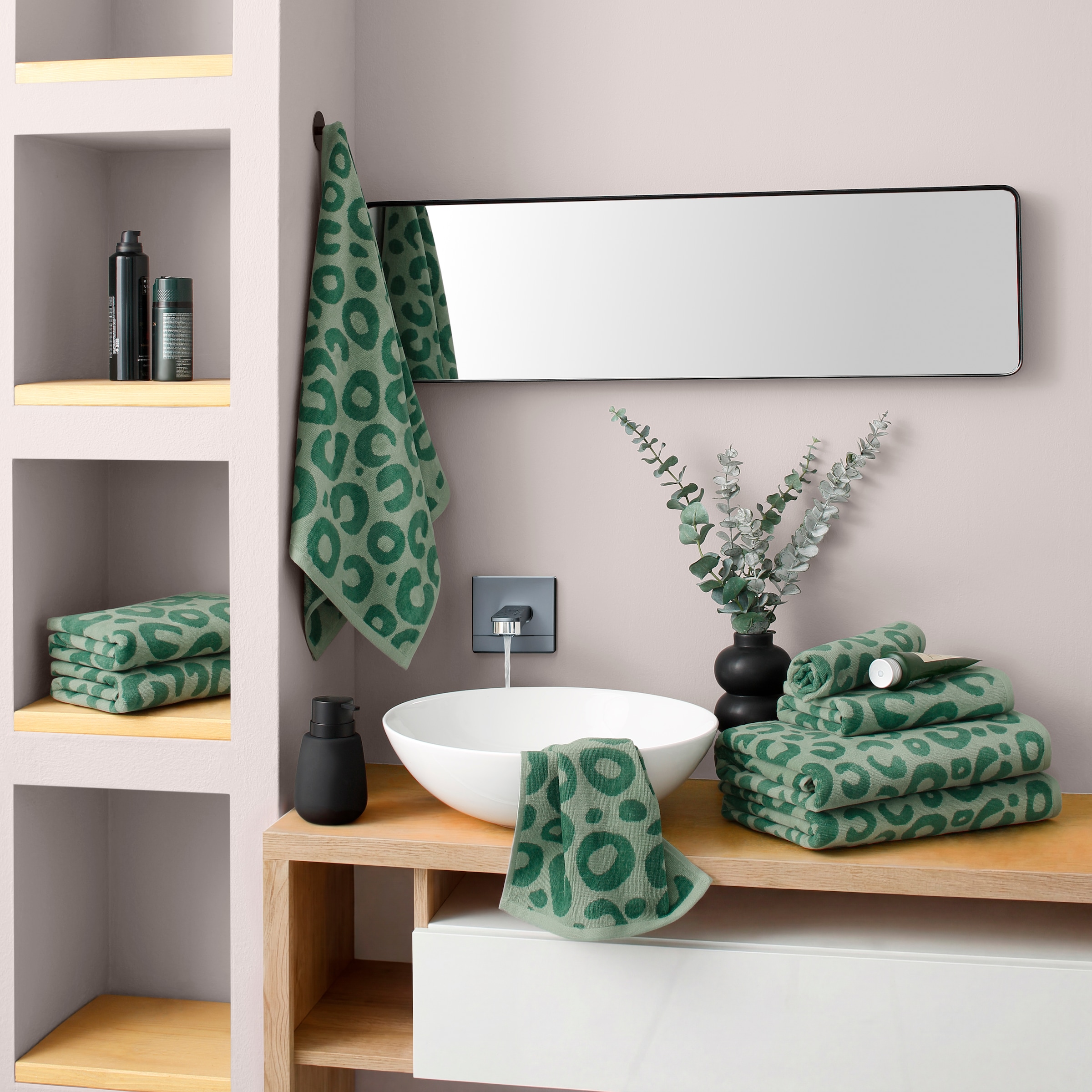 OTTO home Handtuch Set »Anna Leopardenmuster, 8-tlg Handtuch-Set, 100% Baumwolle« Set 8 tlg. Frottiervelours Duschtücher, Handtücher und Gästetücher, weich, modern, Animal Print