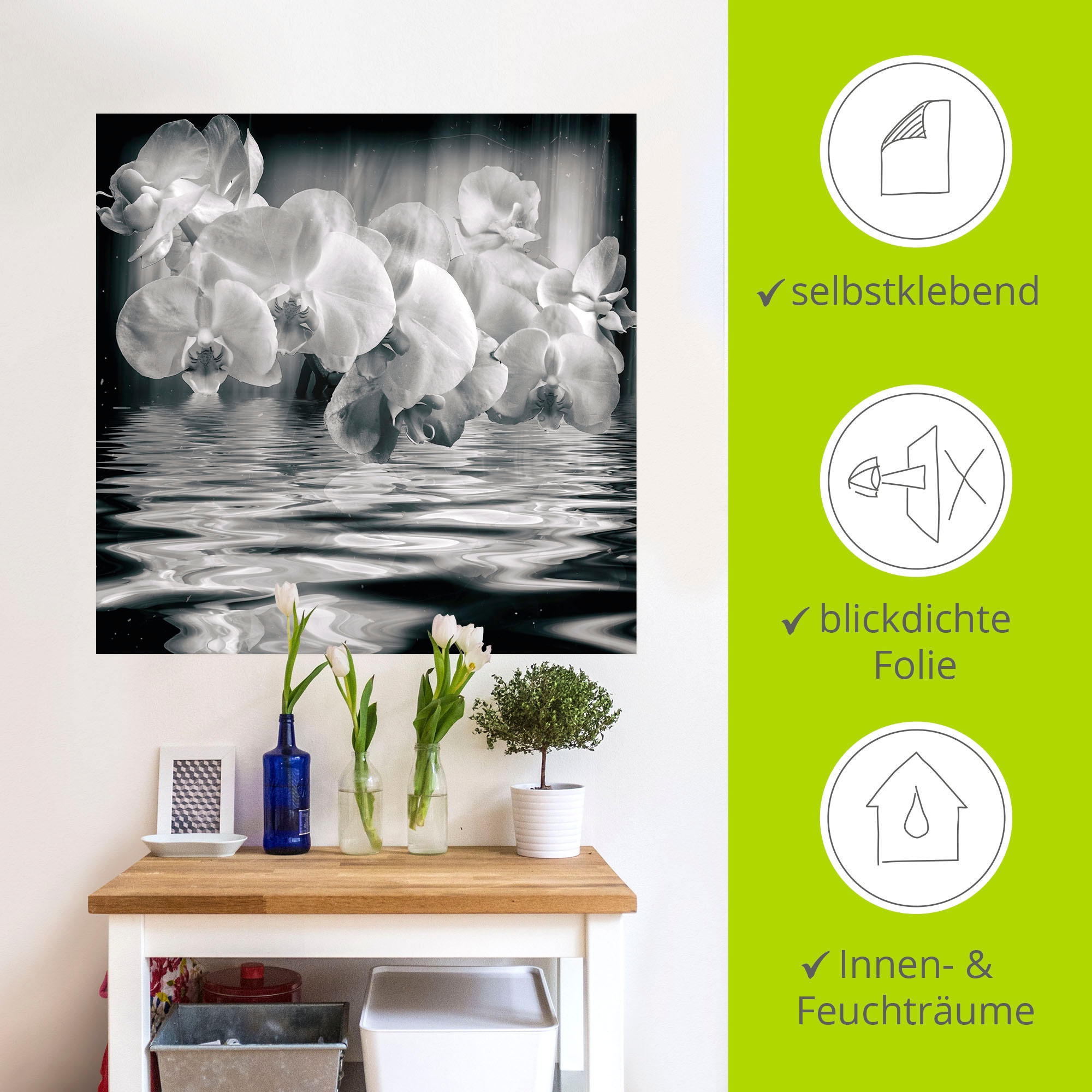 Artland Wandbild »Orchideen - monochrom«, Spa Bilder, (1 St.), als Leinwandbild, Wandaufkleber in verschied. Größen